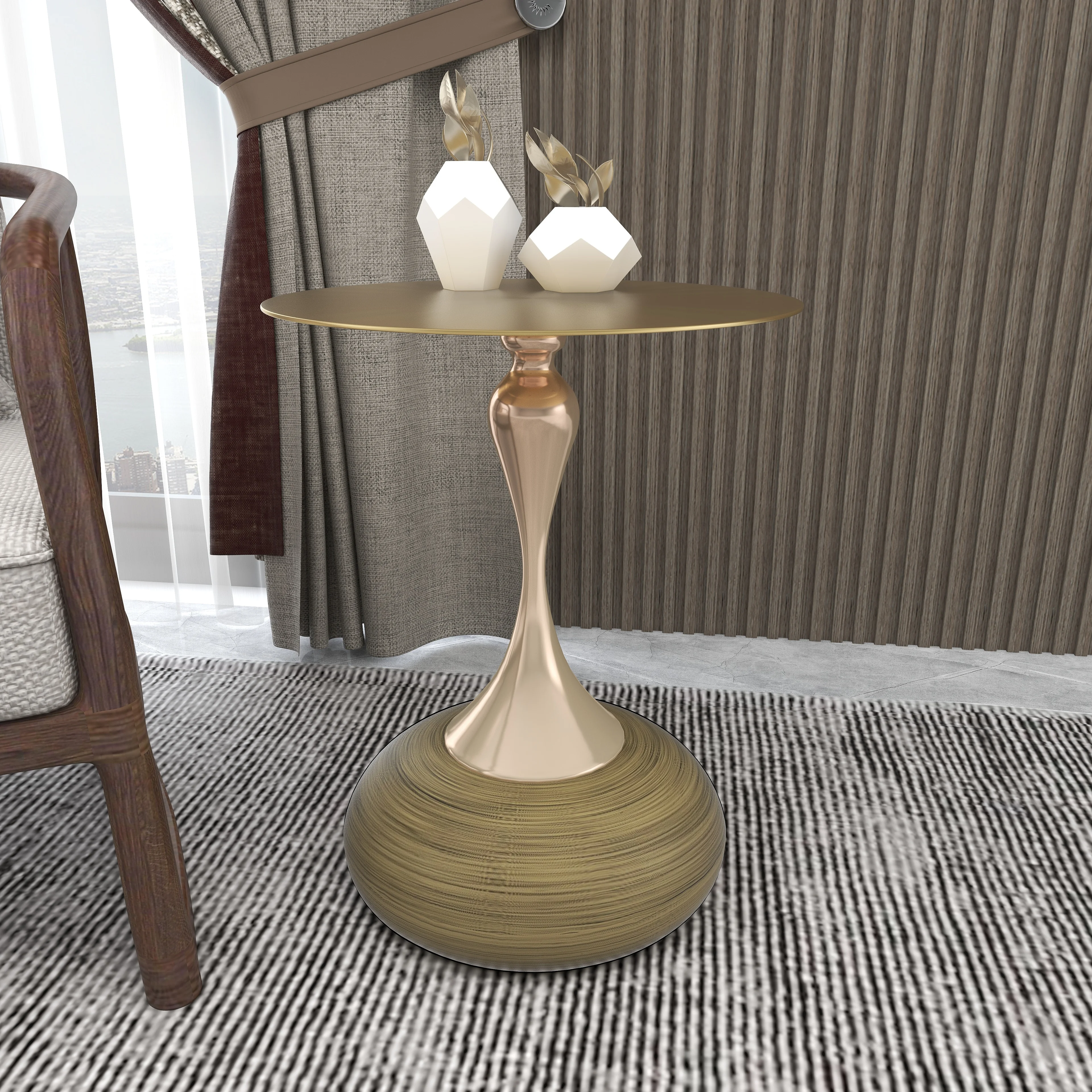 Savoy Collection Modern End Table In Brass Color