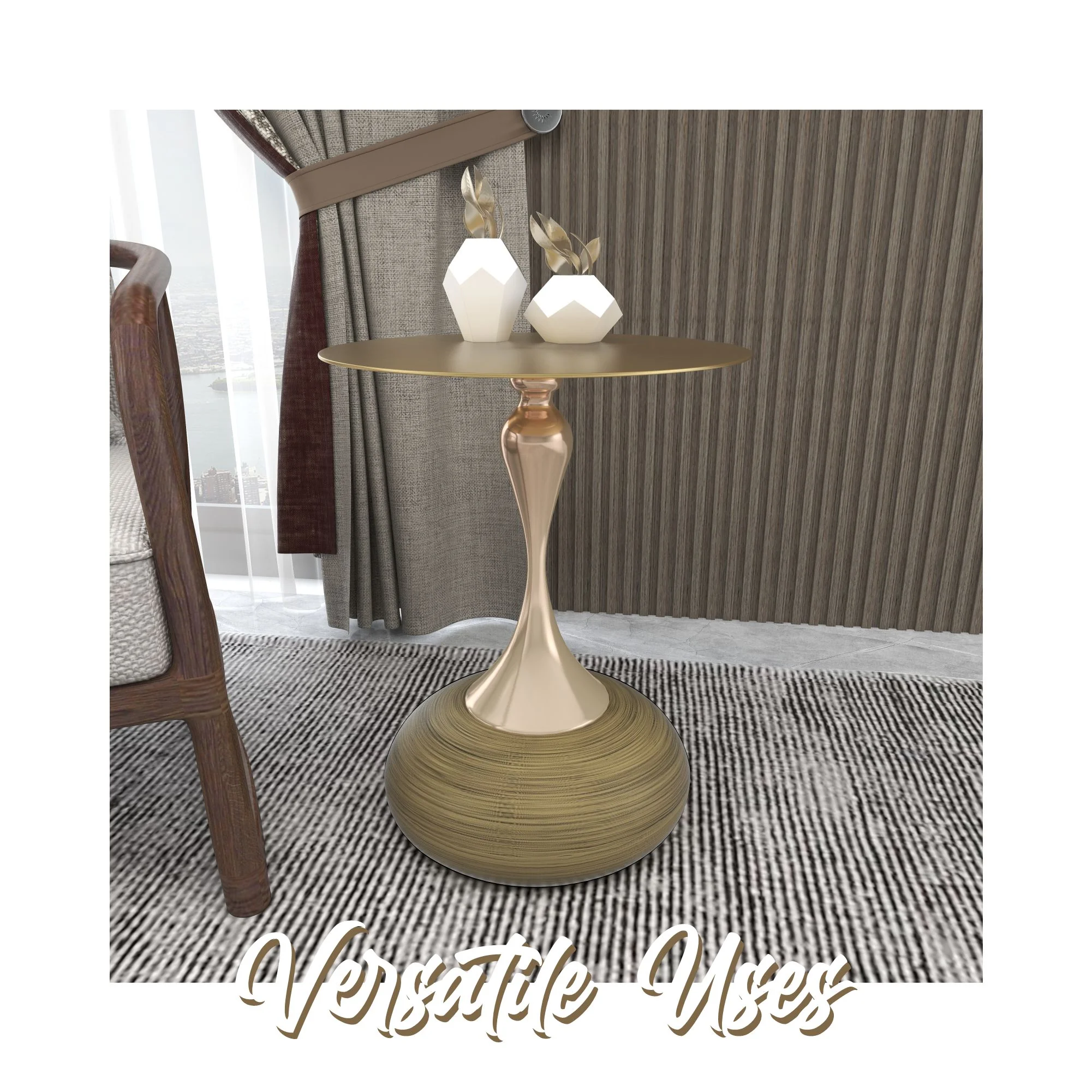 Savoy Collection Modern End Table In Brass Color