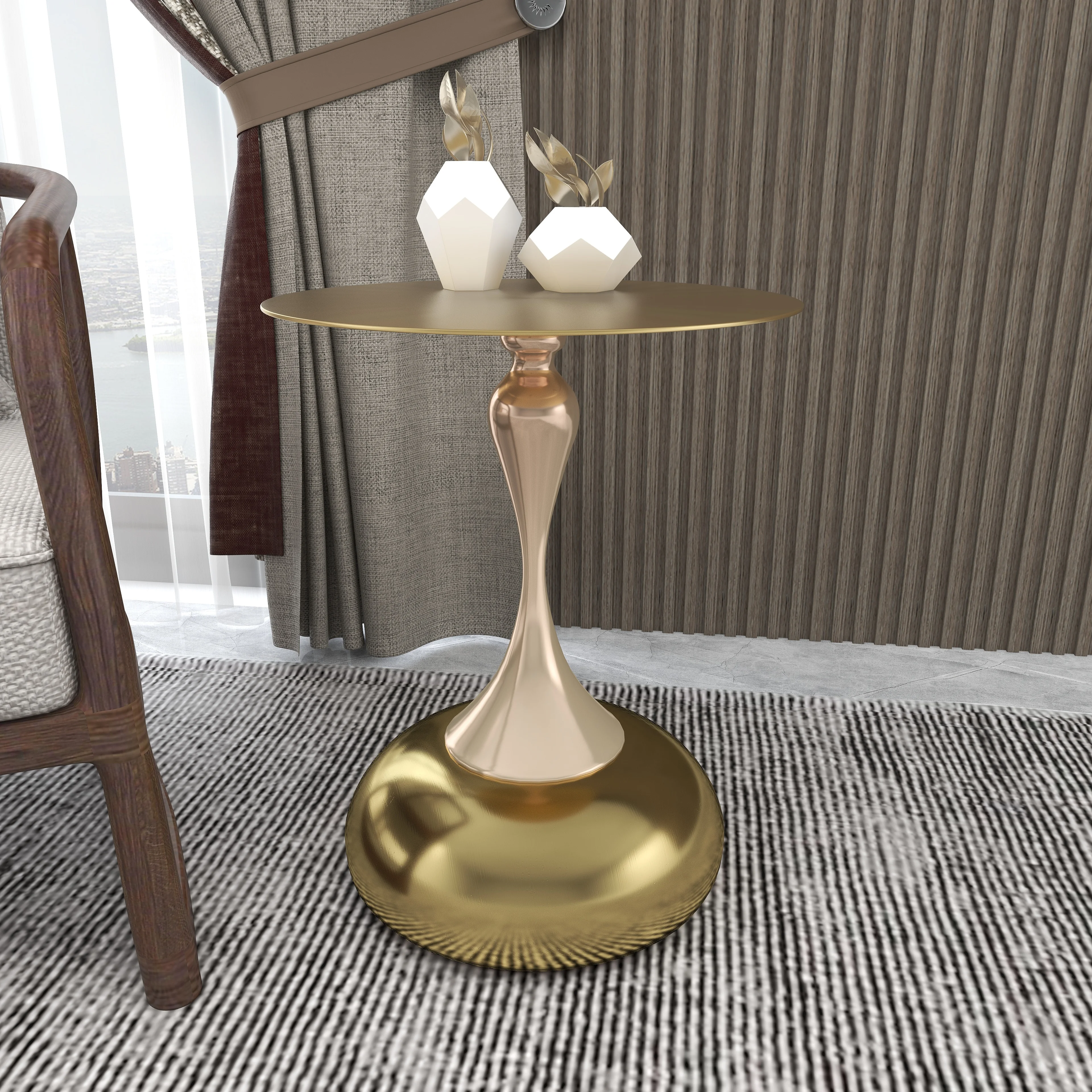 Savoy Collection Modern End Table In Gold