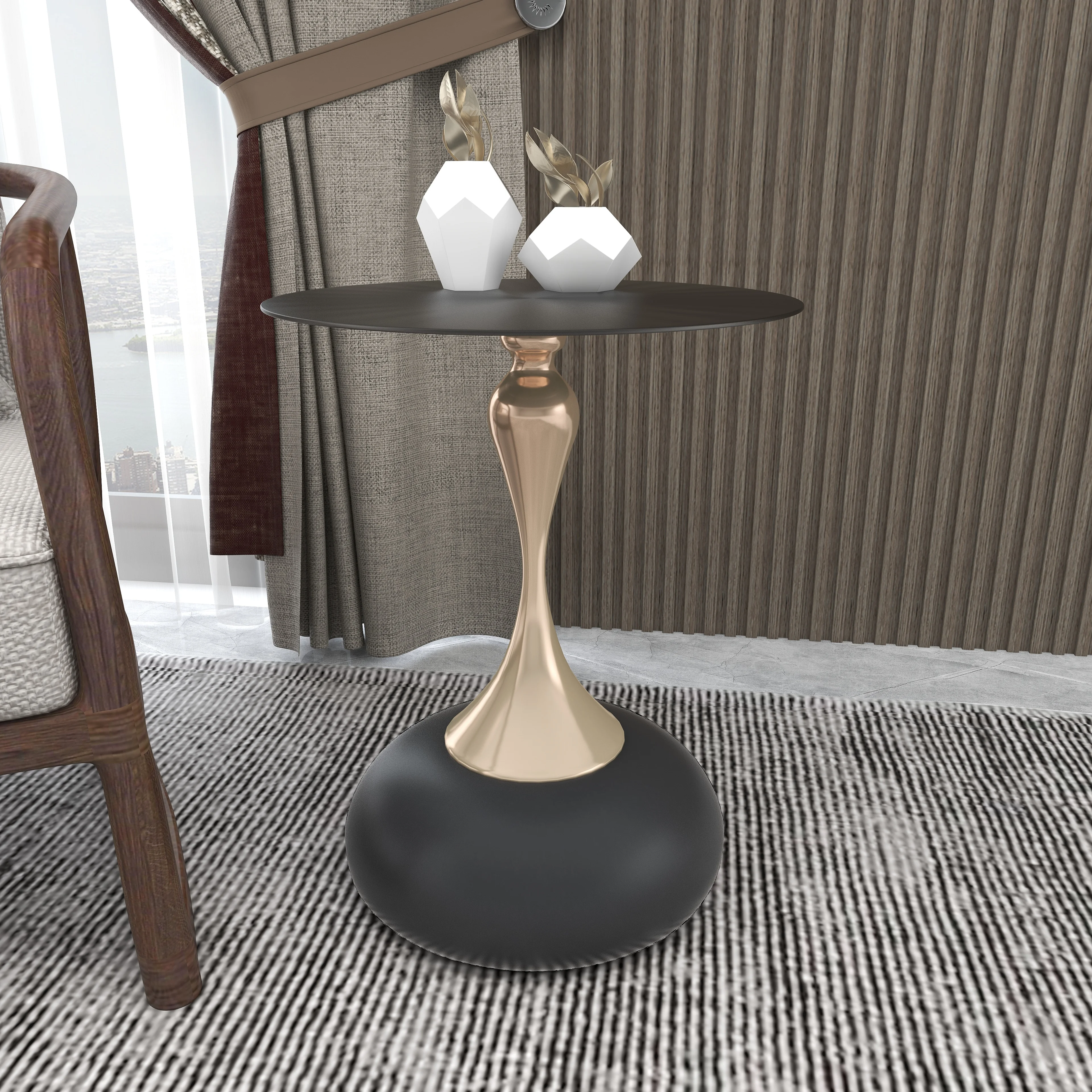 Savoy Collection Modern End Table In Matt Black