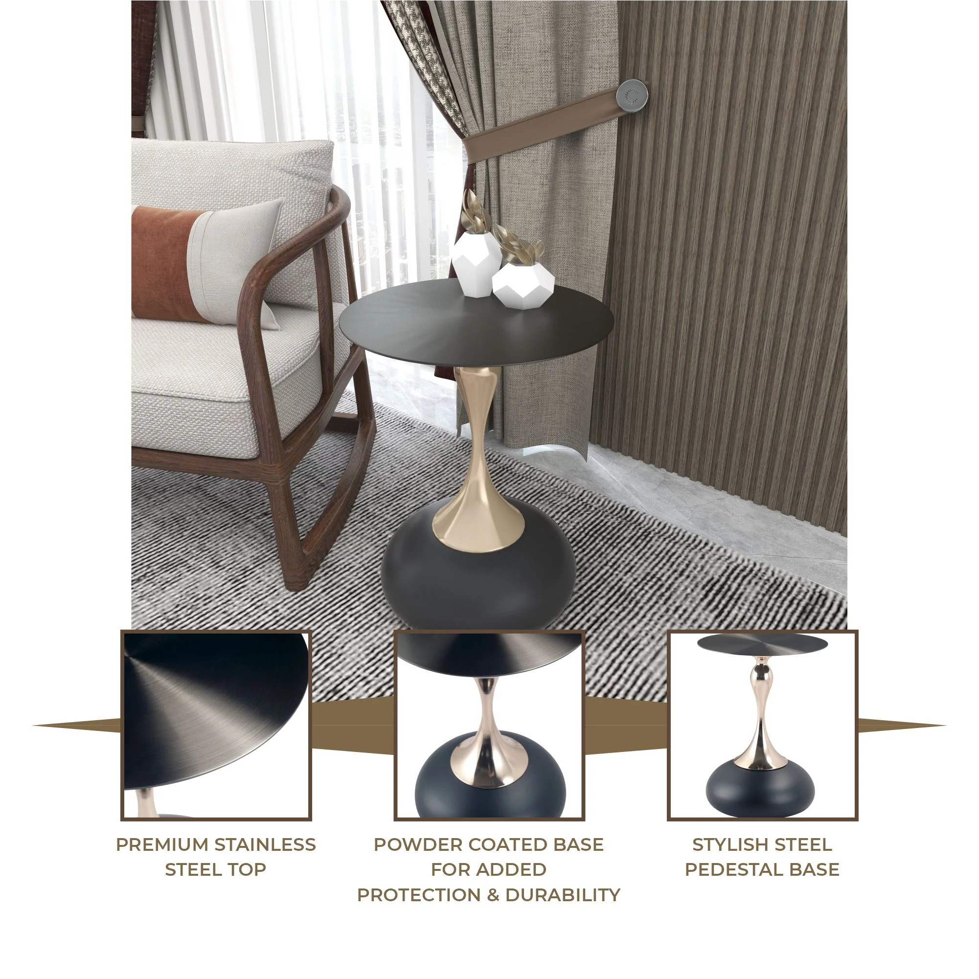 Savoy Collection Modern End Table In Matt Black