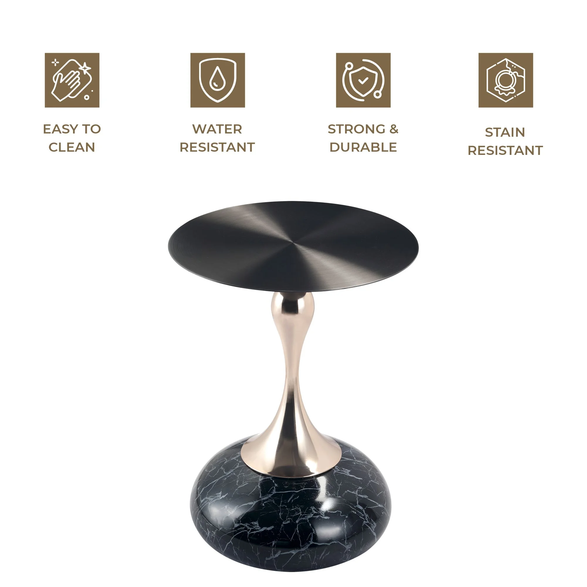 Savoy Collection Modern End Table In Stone Black