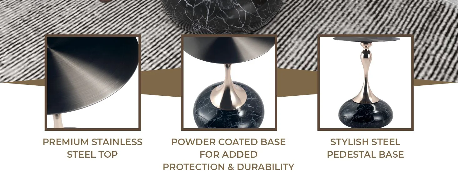 Savoy Collection Modern End Table In Stone Black