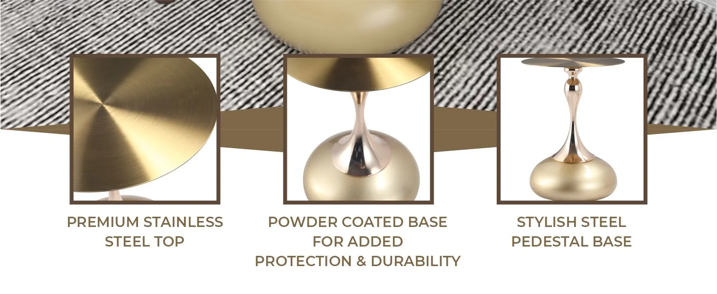 Savoy Collection Modern End Table In Gold With Gold Top