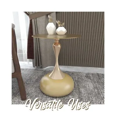 Savoy Collection Modern End Table In Gold With Gold Top
