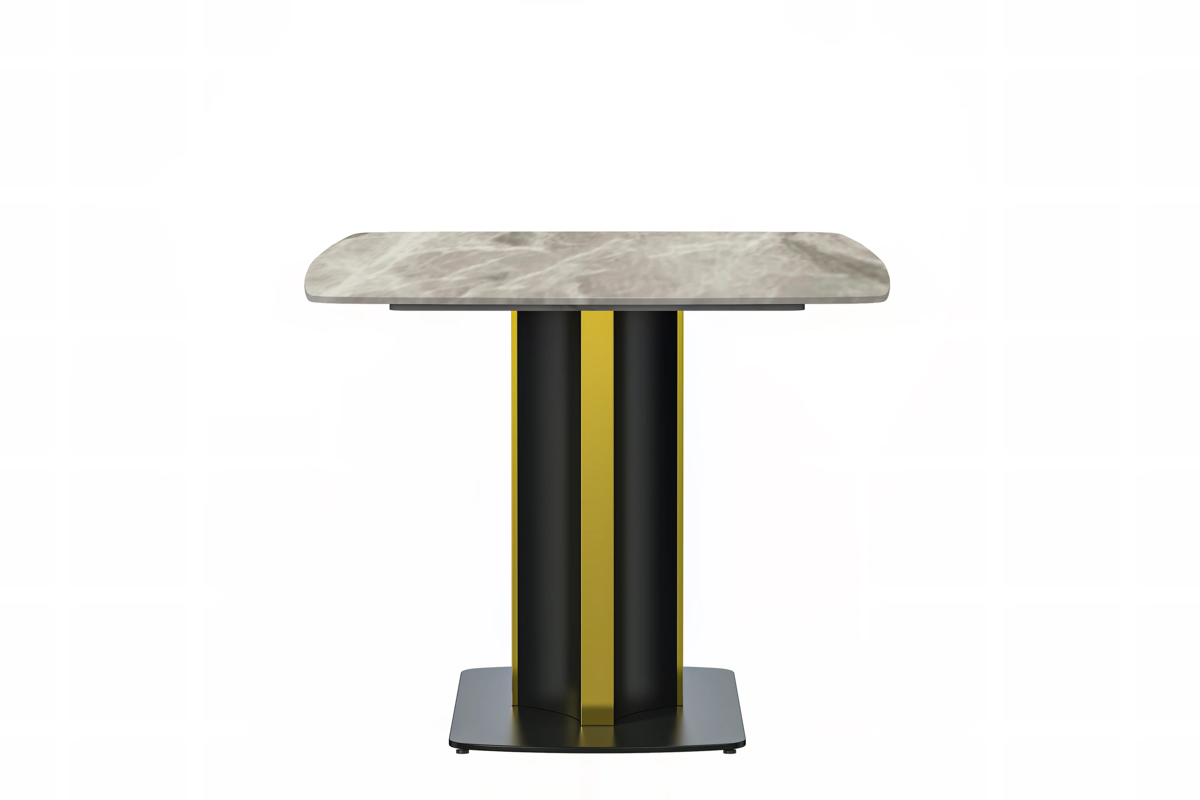 Sylva Series Modern Dining Table Black and Gold Base, With 55 Deep Grey Sintered Stone Top