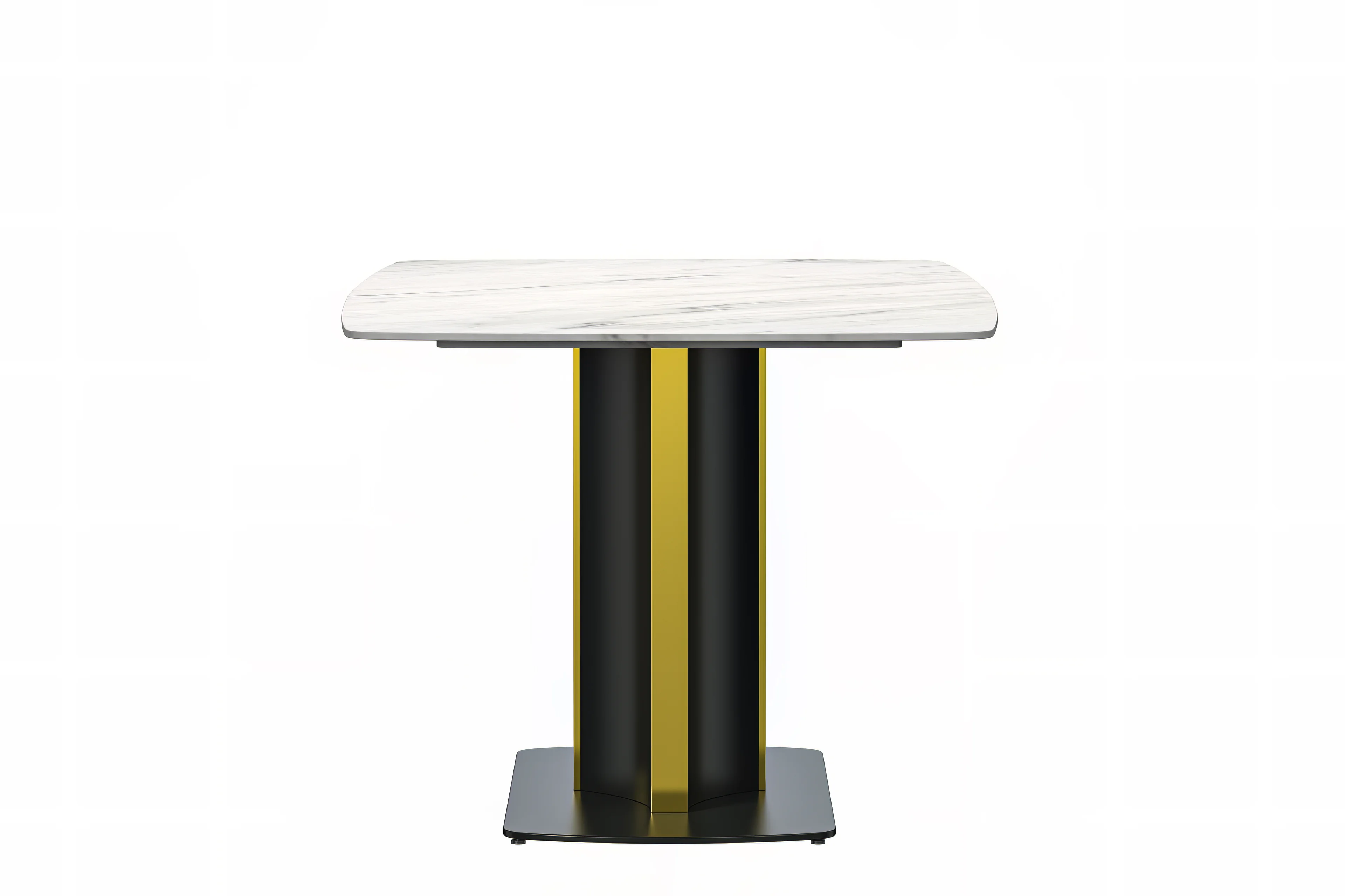 Sylva Series Modern Dining Table Black and Gold Base, With 55 White Sintered Stone Top