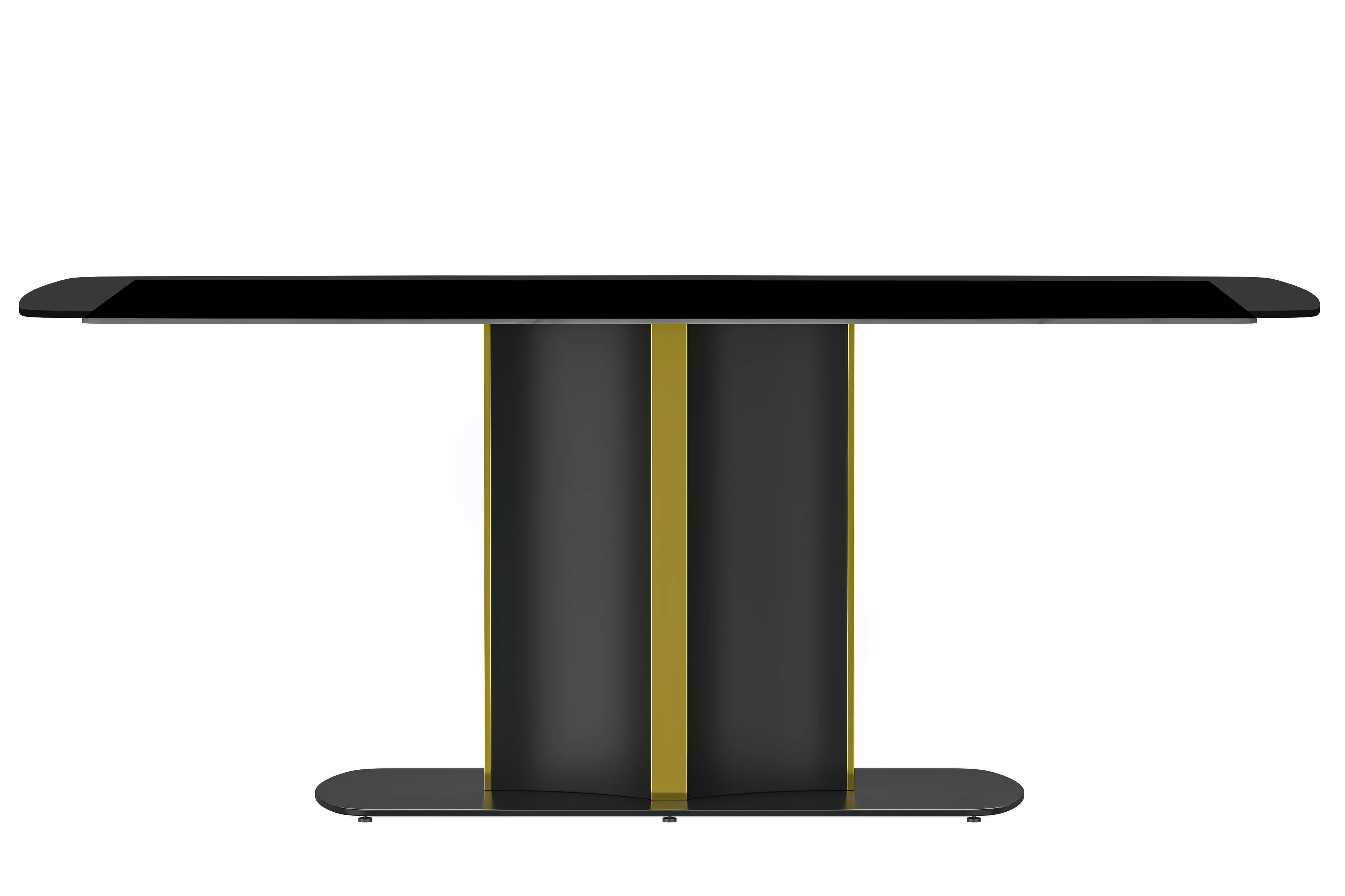 Sylva Series Modern Dining Table Black and Gold Base, With 62" Black Glass Top