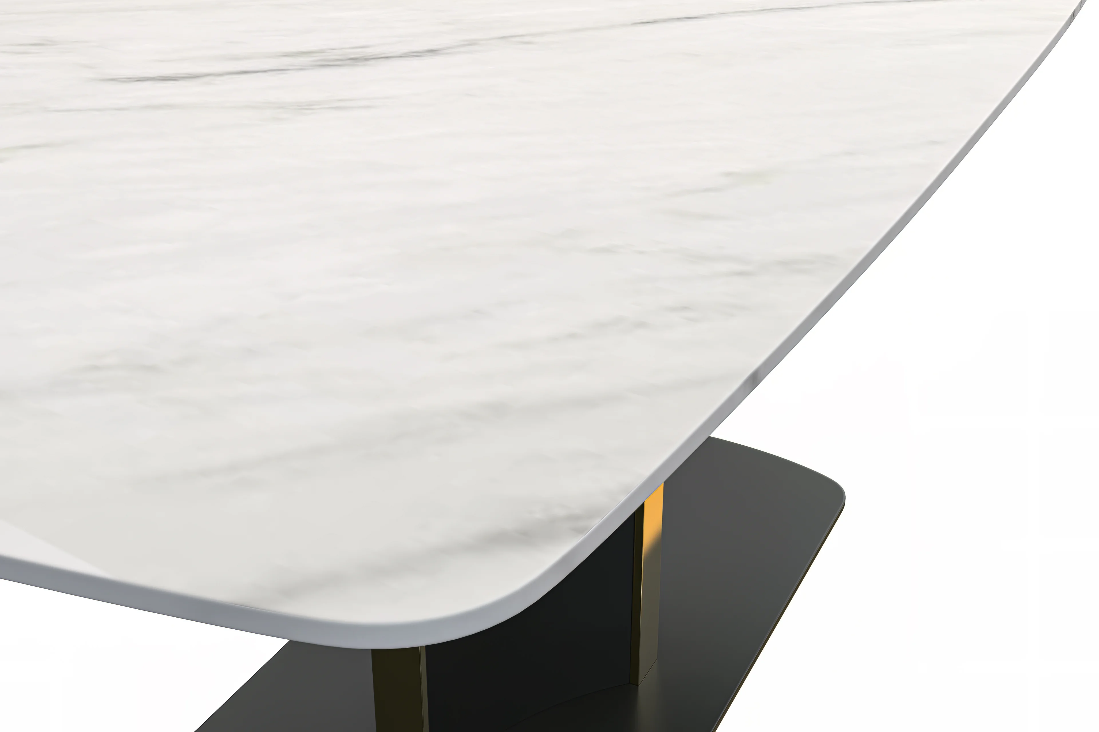 Sylva Series Modern Dining Table Black and Gold Base, With 62" White Sintered Stone Top