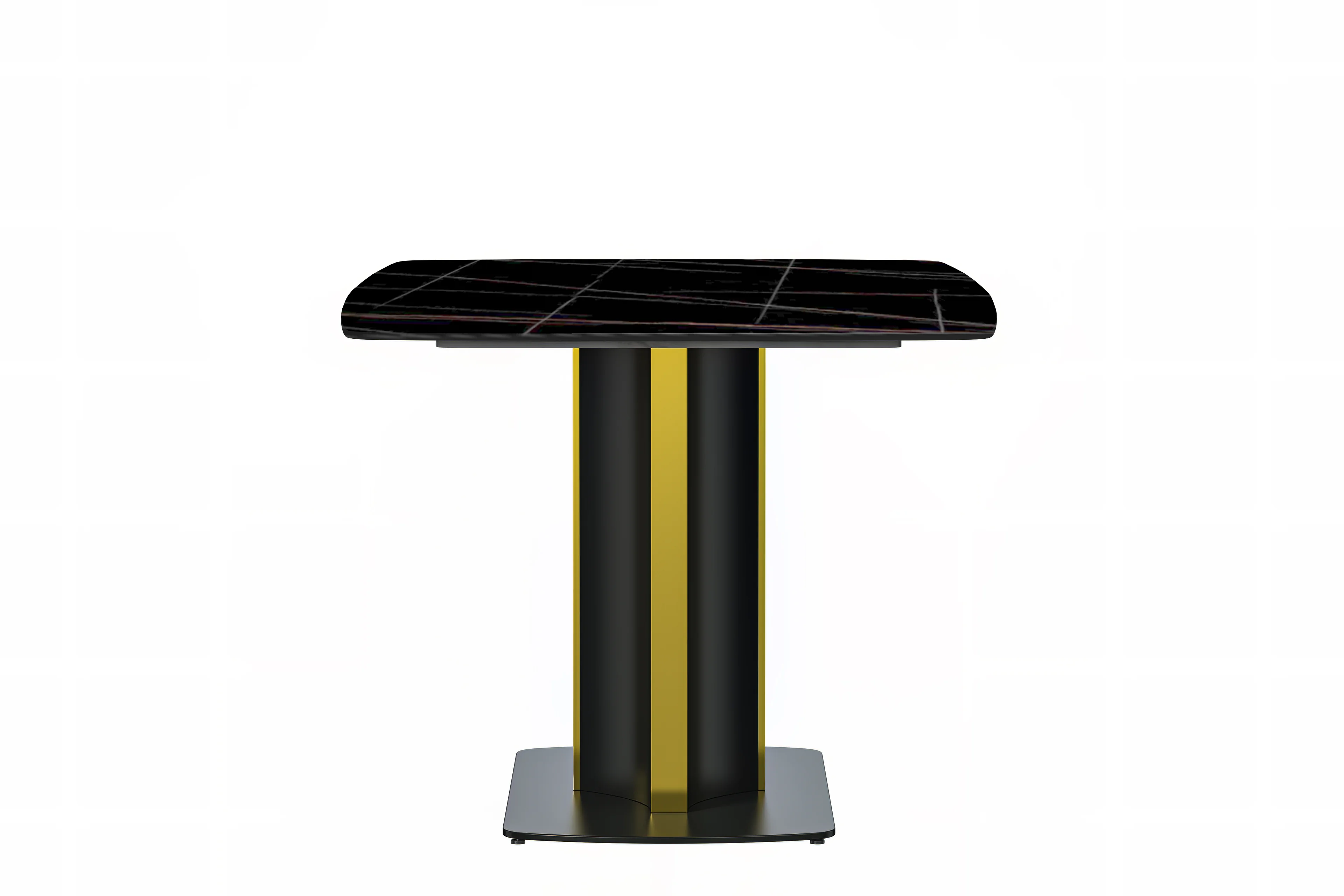 Sylva Series Modern Dining Table Black and Gold Base, With 71" Black/Gold Sintered Stone Top