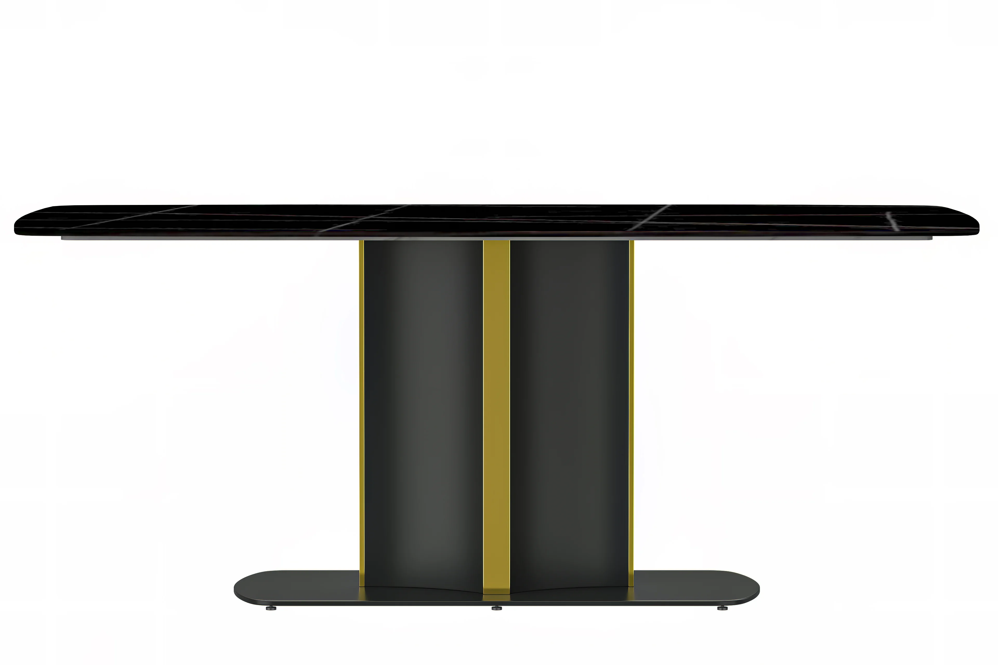 Sylva Series Modern Dining Table Black and Gold Base, With 71" Black/Gold Sintered Stone Top