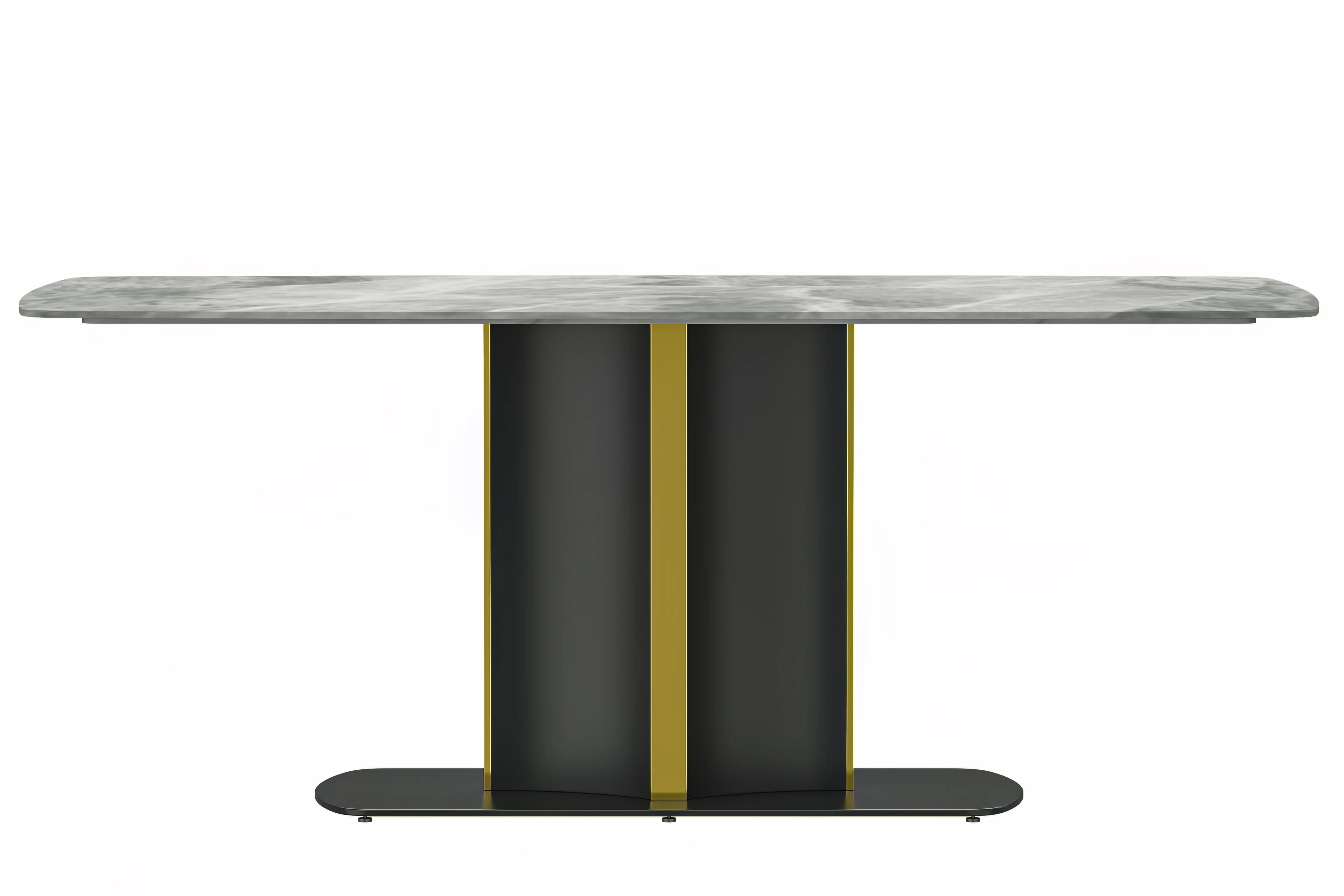 Sylva Series Modern Dining Table Black and Gold Base, With 71" Light Grey Sintered Stone Top