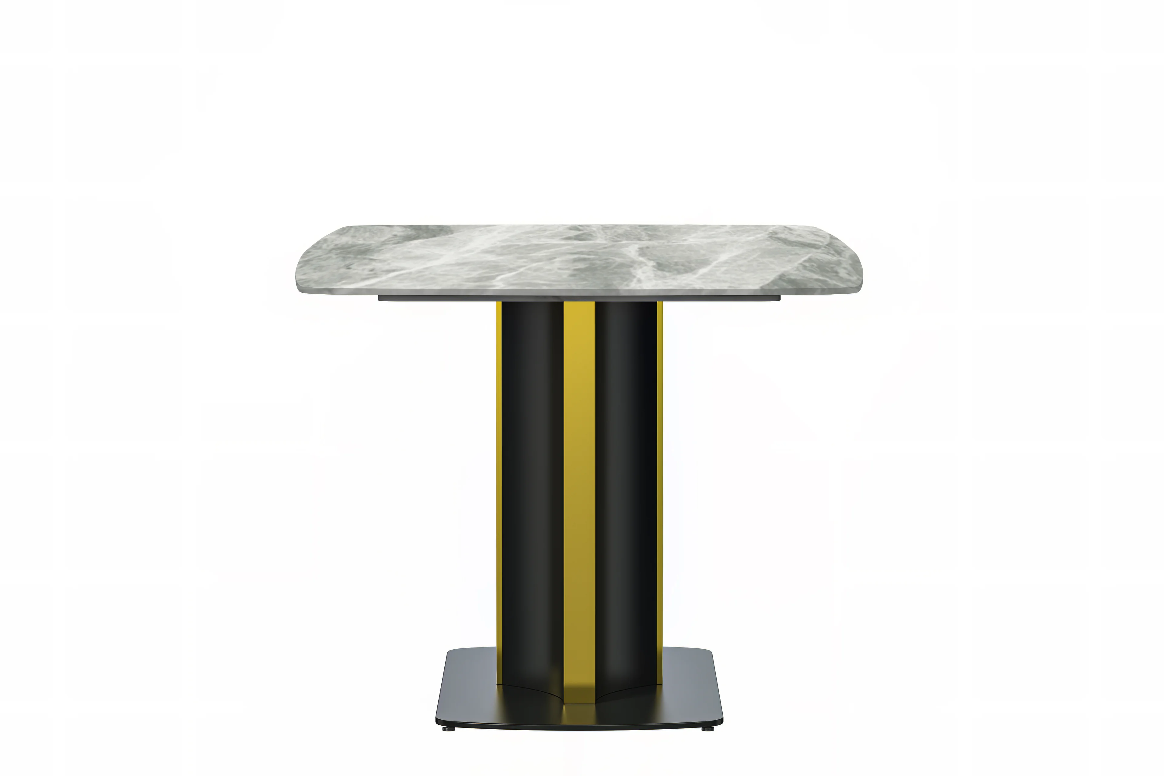 Sylva Series Modern Dining Table Black and Gold Base, With 71" Light Grey Sintered Stone Top