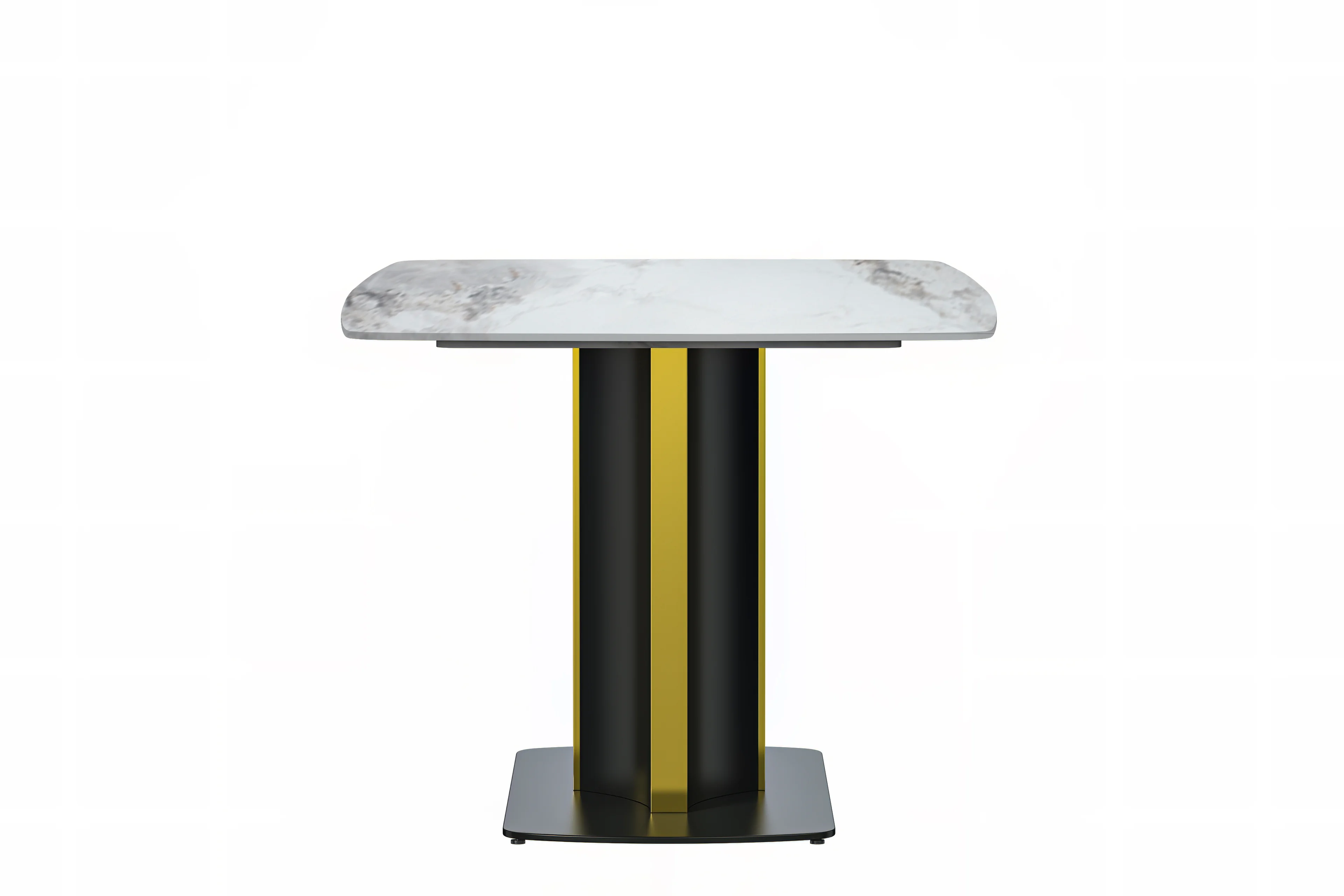Sylva Series Modern Dining Table Black and Gold Base, With 71" Medium Grey Sintered Stone Top