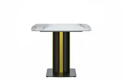 Sylva Series Modern Dining Table Black and Gold Base, With 71" Medium Grey Sintered Stone Top