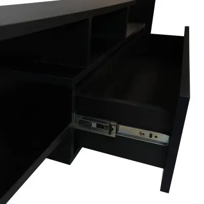 Surrey Modern TV Stand with MDF Shelves and Bookcase in Ebony
