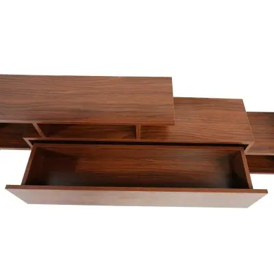 Surrey Modern TV Stand with MDF Shelves and Bookcase in Walnut