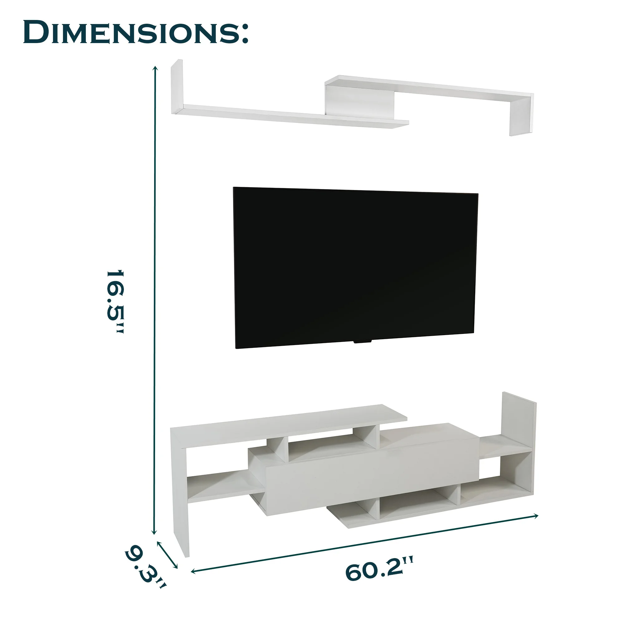Surrey Modern TV Stand with MDF Shelves and Bookcase in White