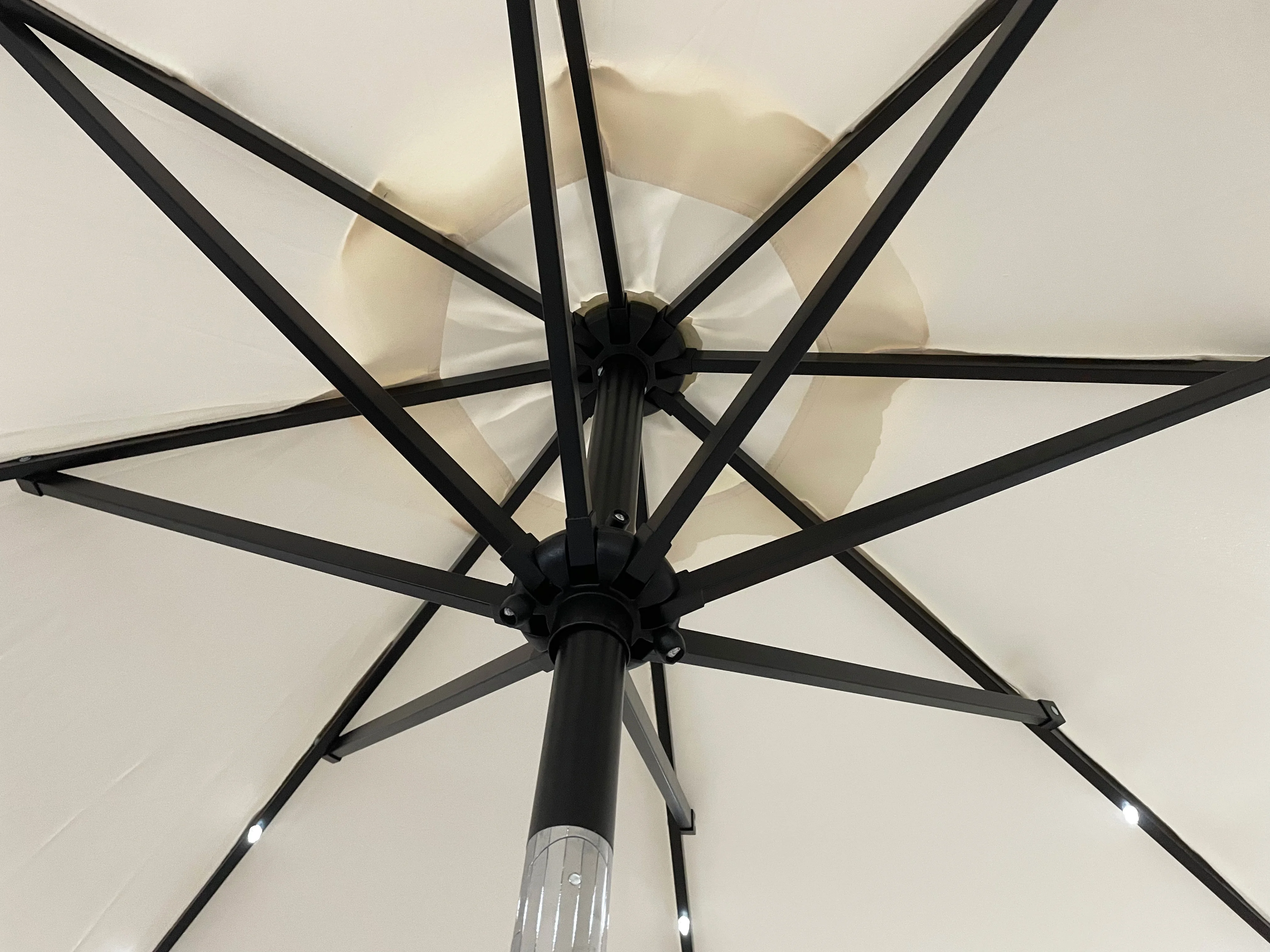 Sierra 9' Outdoor Patio Tilt Market Umbrella with Solar LED Lights in cream