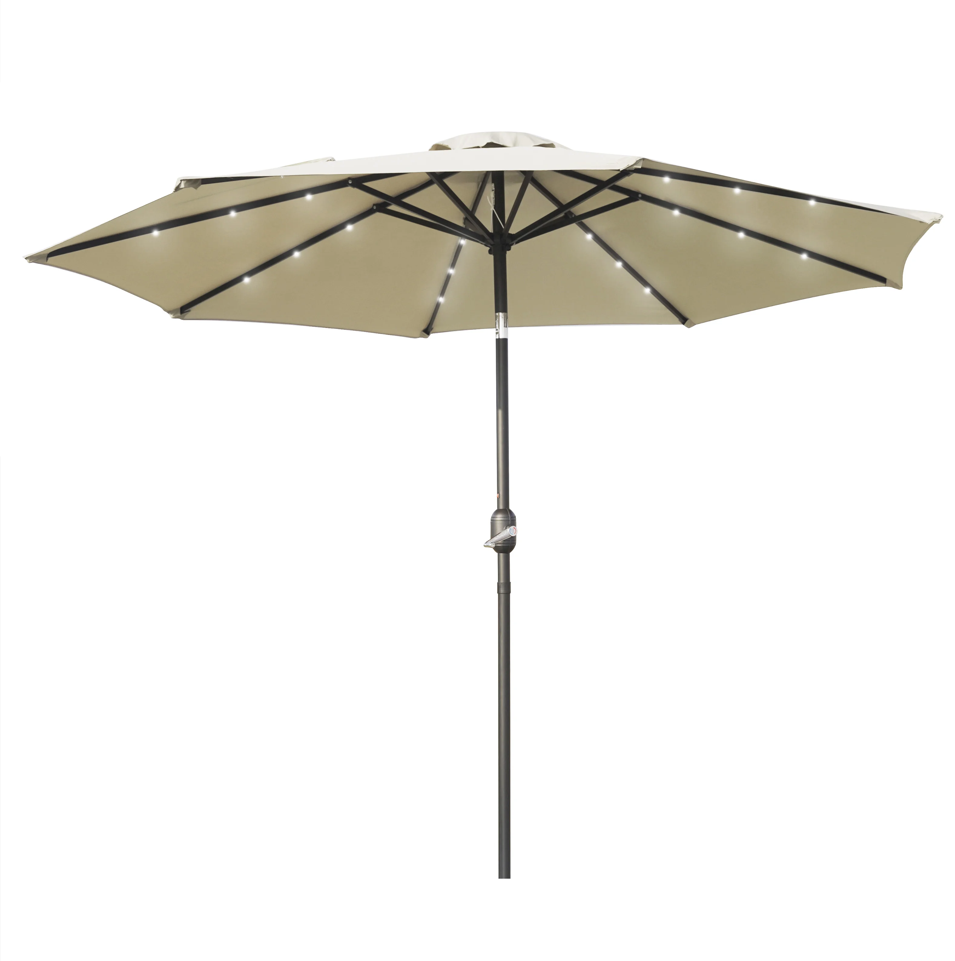 Sierra 9' Outdoor Patio Tilt Market Umbrella with Solar LED Lights in cream