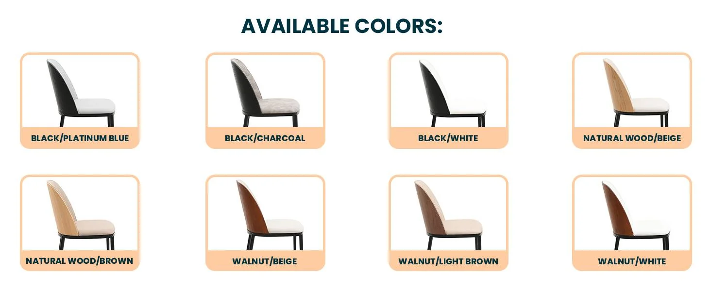 Tule Collection Dining Chair, Black Frame With Black Leather - set of 2