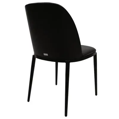 Tule Collection Dining Chair, Black Frame With Black Leather - set of 2