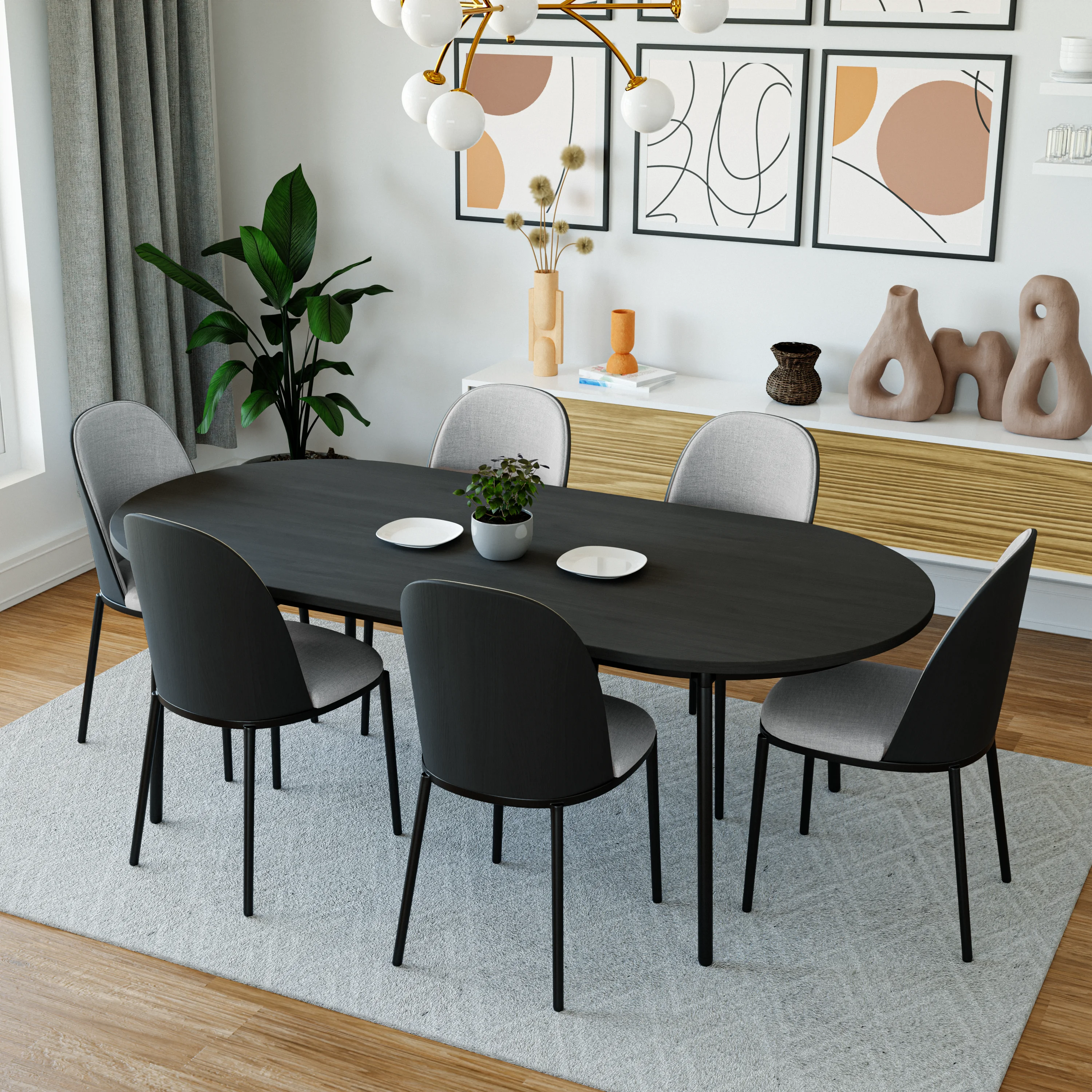 Tule Mid-Century Modern Dining Side Chair with Velvet Seat and Powder-Coated Steel Frame for Kitchen and Dining Room