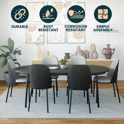 Tule Mid-Century Modern Dining Side Chair with Velvet Seat and Powder-Coated Steel Frame for Kitchen and Dining Room