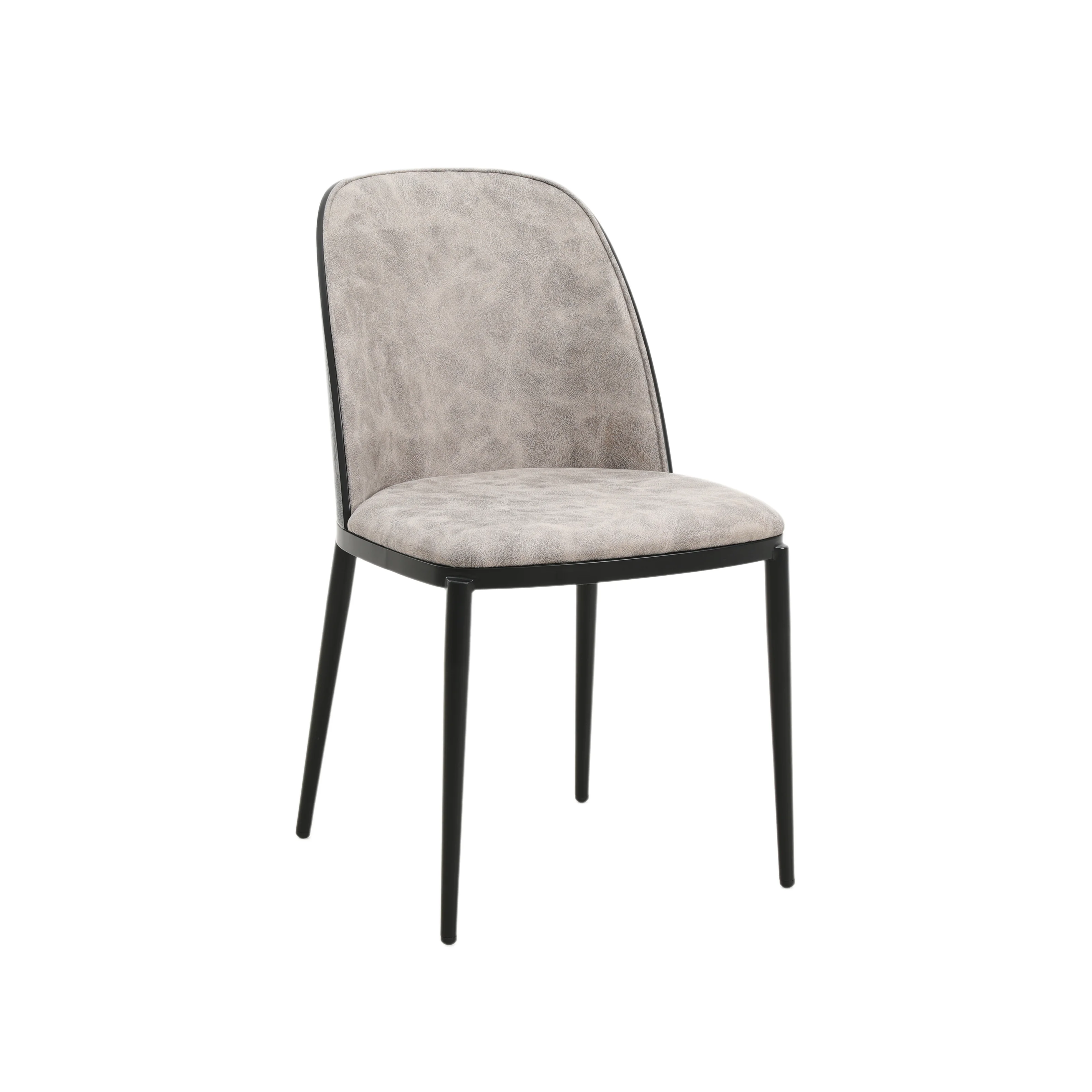 Tule Mid-Century Modern Dining Side Chair with Sueade Fabric Seat and Steel Frame Set of 2