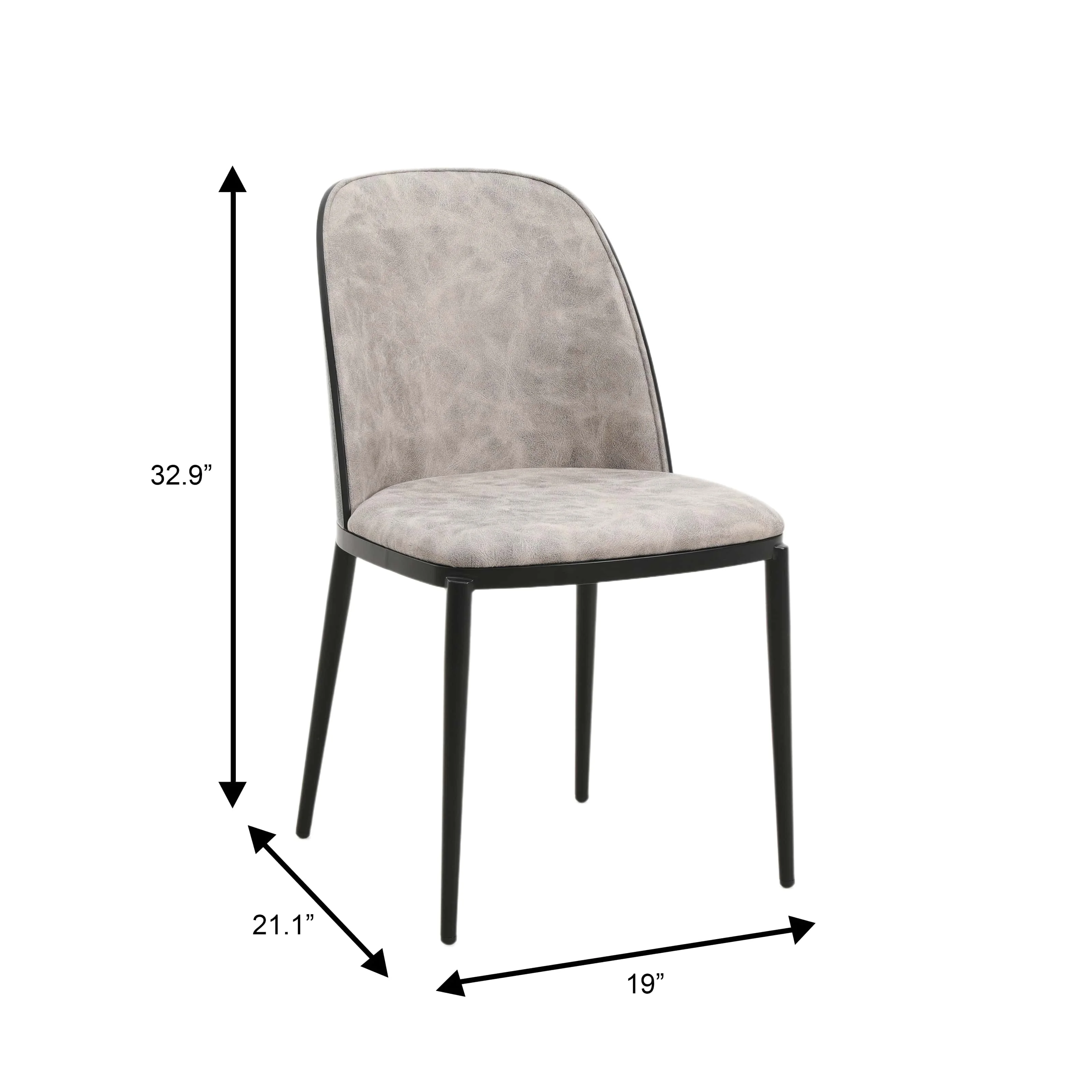 Verve 5-Piece Dining Set with 36" Round MDF Top Table and 4 Suede Dining Side Chairs in Black/Charcoal