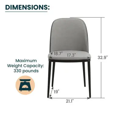 Tule Collection Dining Chair, Black Frame With Light Grey Leather