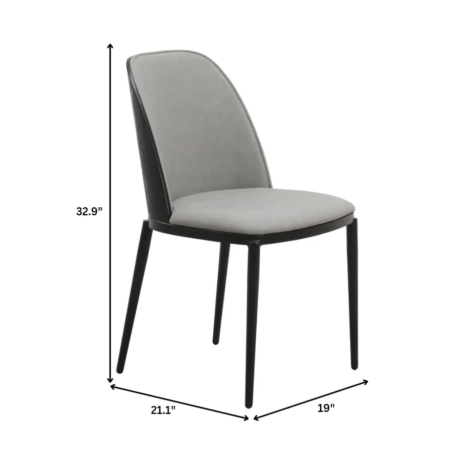 Verve 5-Piece Dining Set with 36" Round MDF Top Table and 4 Leather Dining Side Chairs in Black/Light Grey