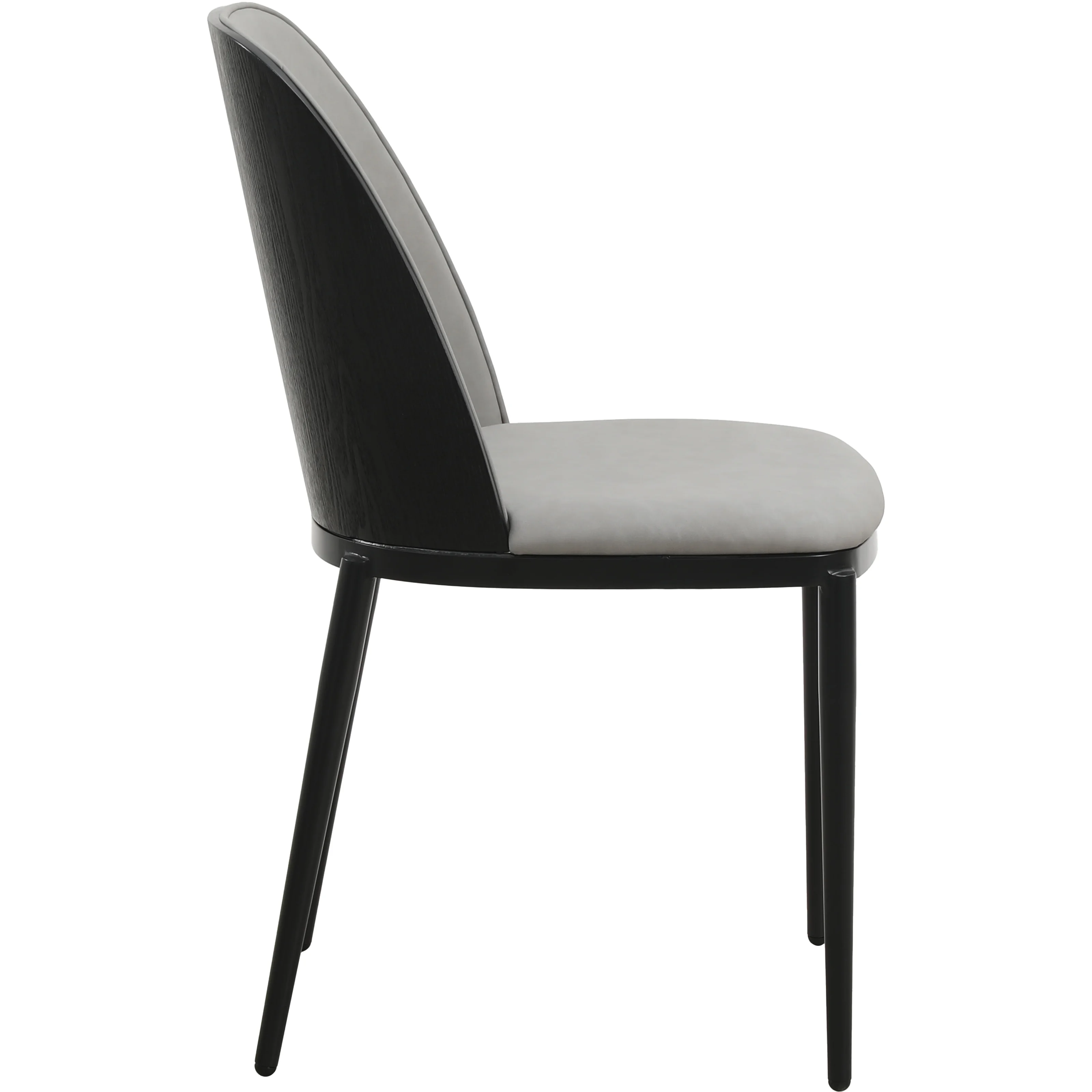 Tule Collection Dining Chair, Black Frame With Light Grey Leather - set of 4