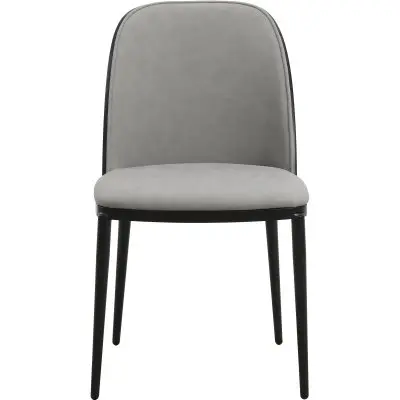 Tule Collection Dining Chair, Black Frame With Light Grey Leather - set of 4