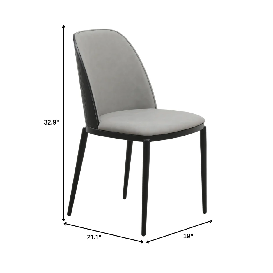 Zayle 7-Piece Dining Set with 55" Rectangular Dining Table in Black/Gold Sintered Stone Top and 6 Leather Dining Chairs in Black/Light Grey