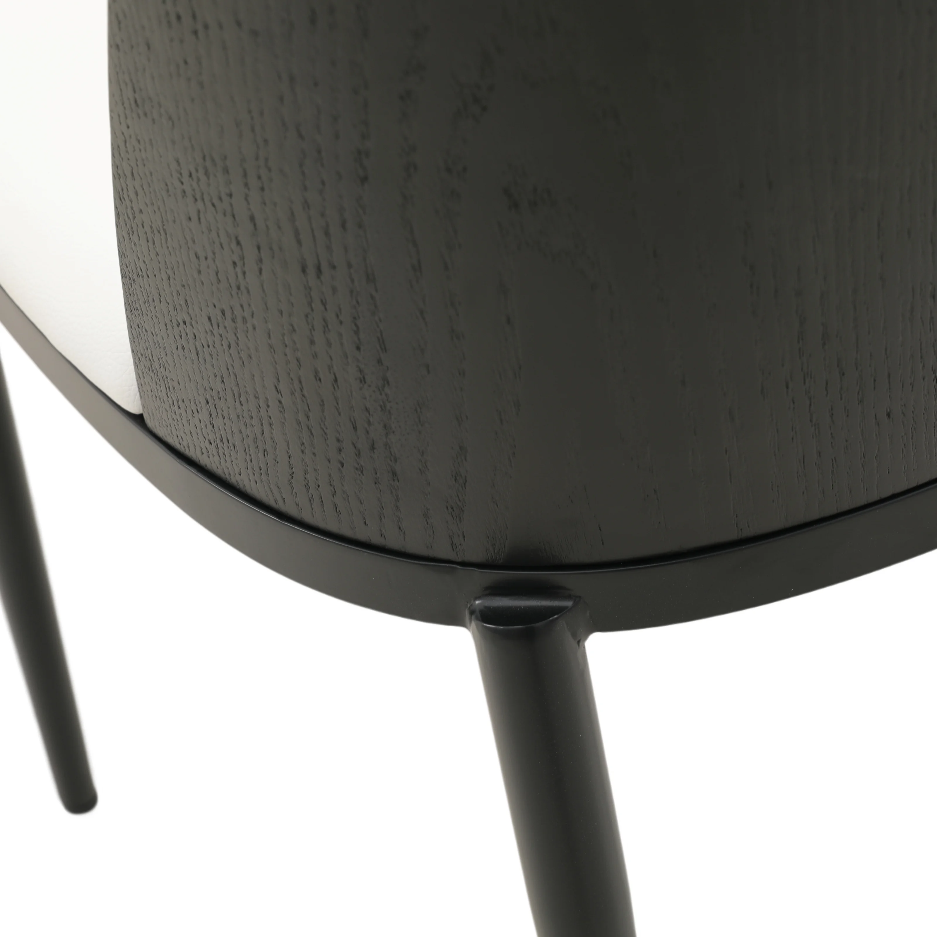 Verve 5-Piece Dining Set with 36" Round MDF Top Table and 4 Leather Dining Side Chairs in Black/White