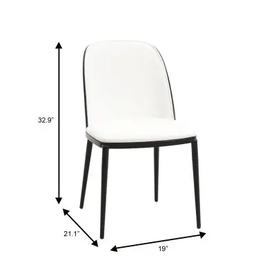 Verve 5-Piece Dining Set with 36" Round MDF Top Table and 4 Leather Dining Side Chairs in Black/White