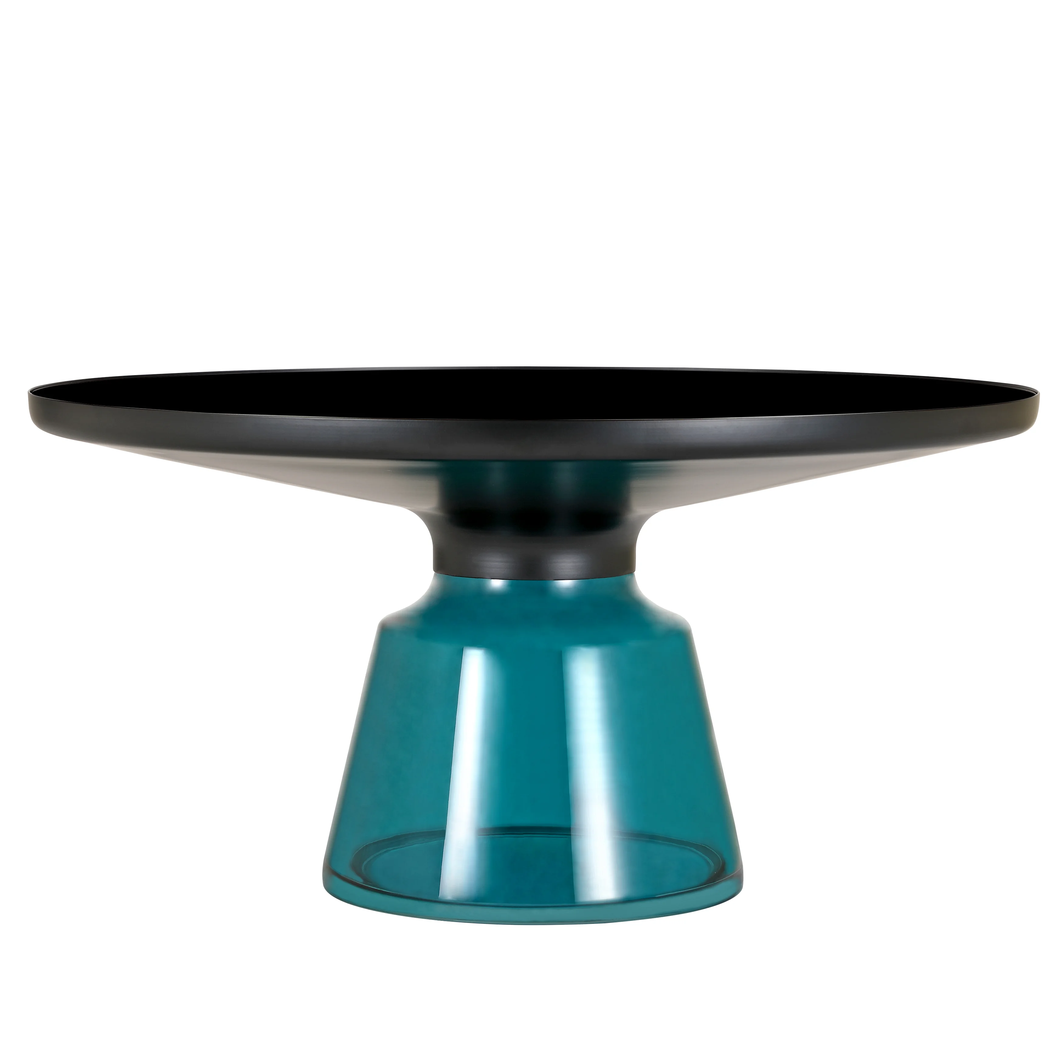 Tully Collection Glass Coffee Table Blue glass, Black Rim with Black Glass top