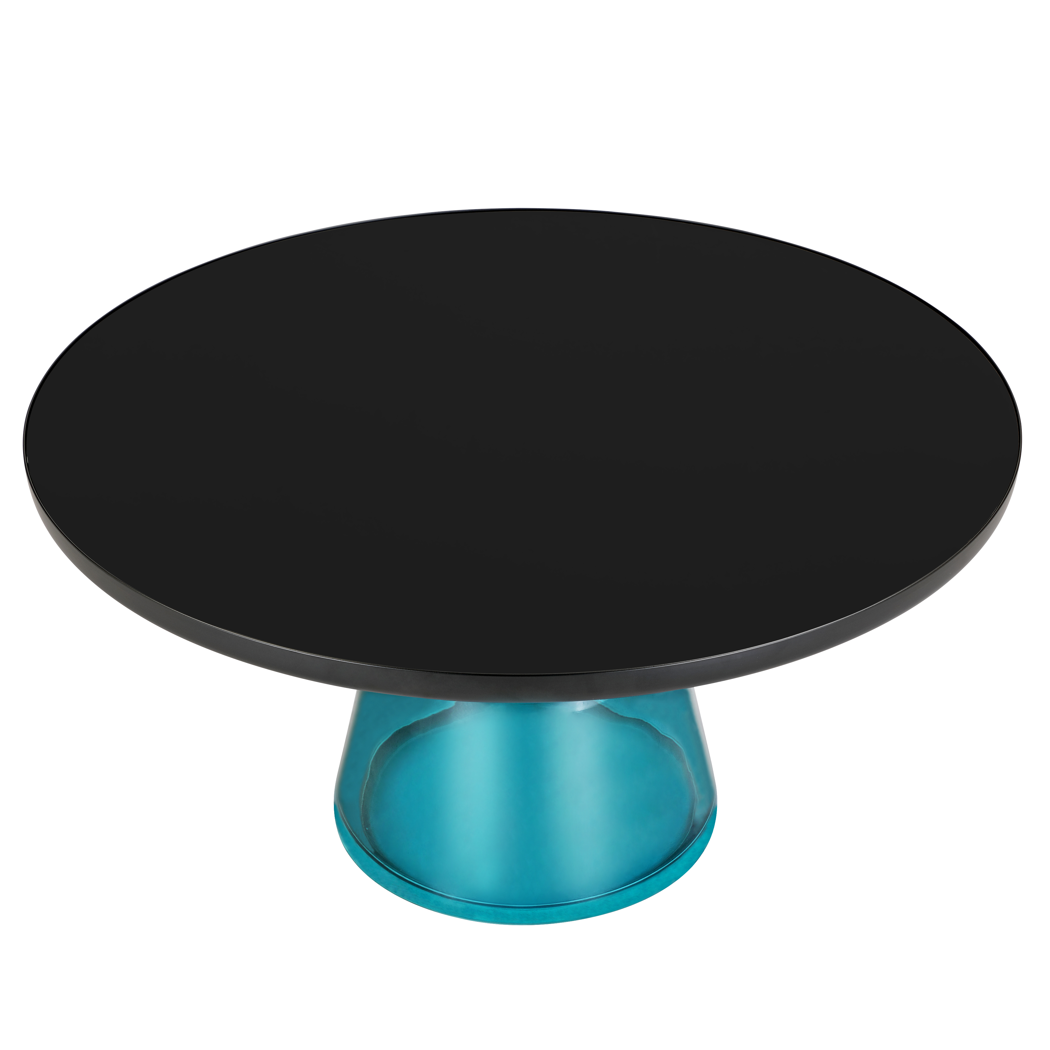 Tully Collection Glass Coffee Table Blue glass, Black Rim with Black Glass top