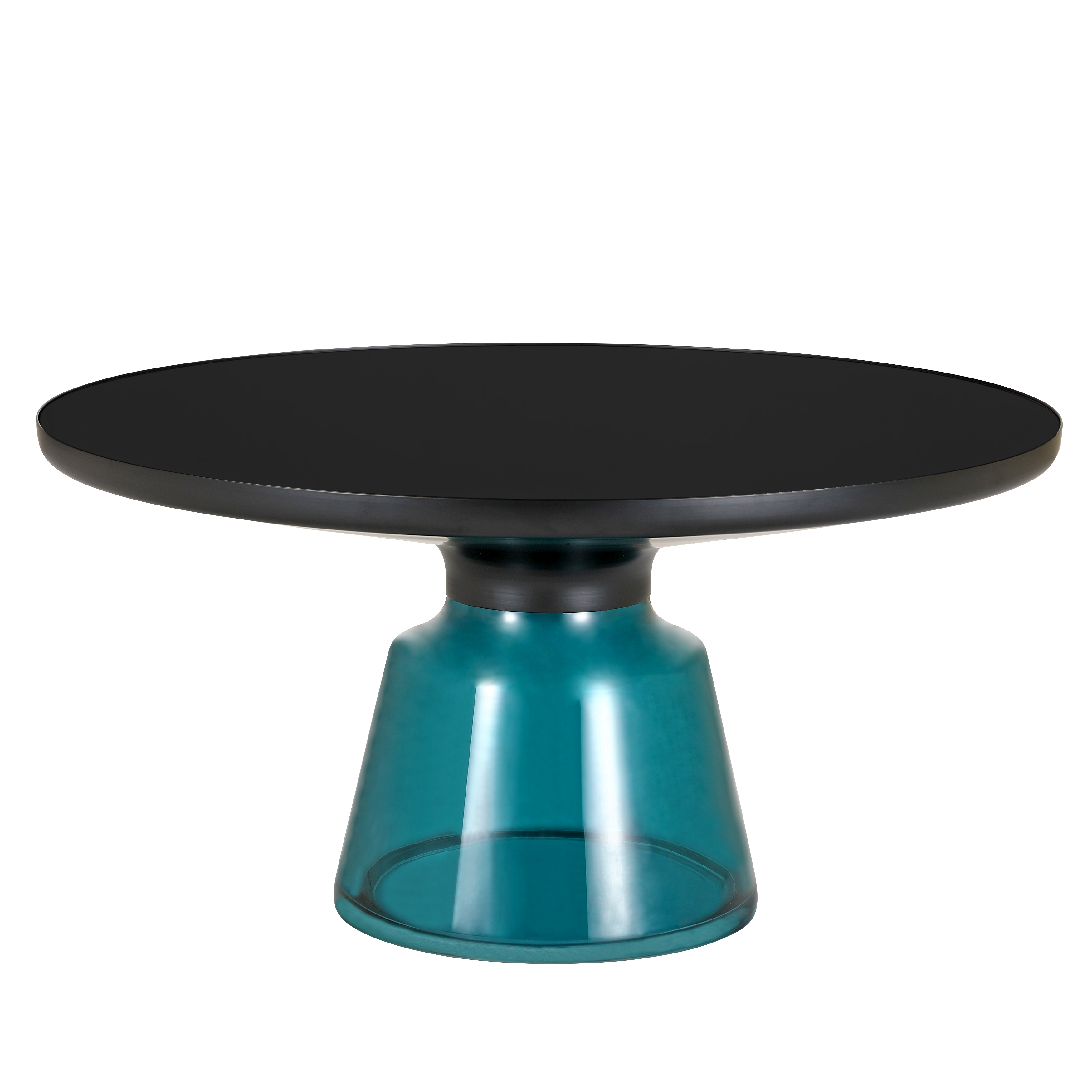 Tully Collection Glass Coffee Table Blue glass, Black Rim with Black Glass top