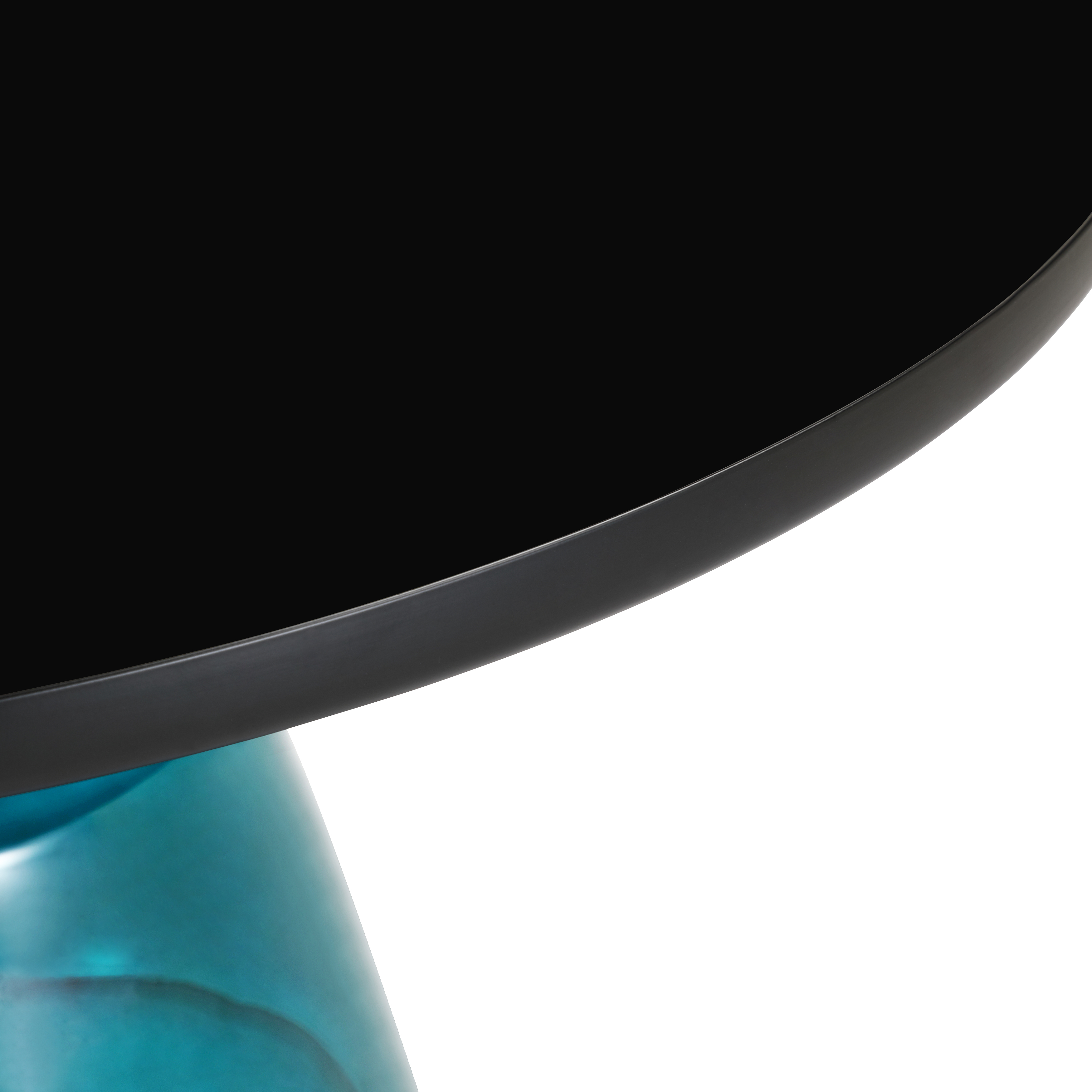 Tully Collection Glass Coffee Table Blue glass, Black Rim with Black Glass top