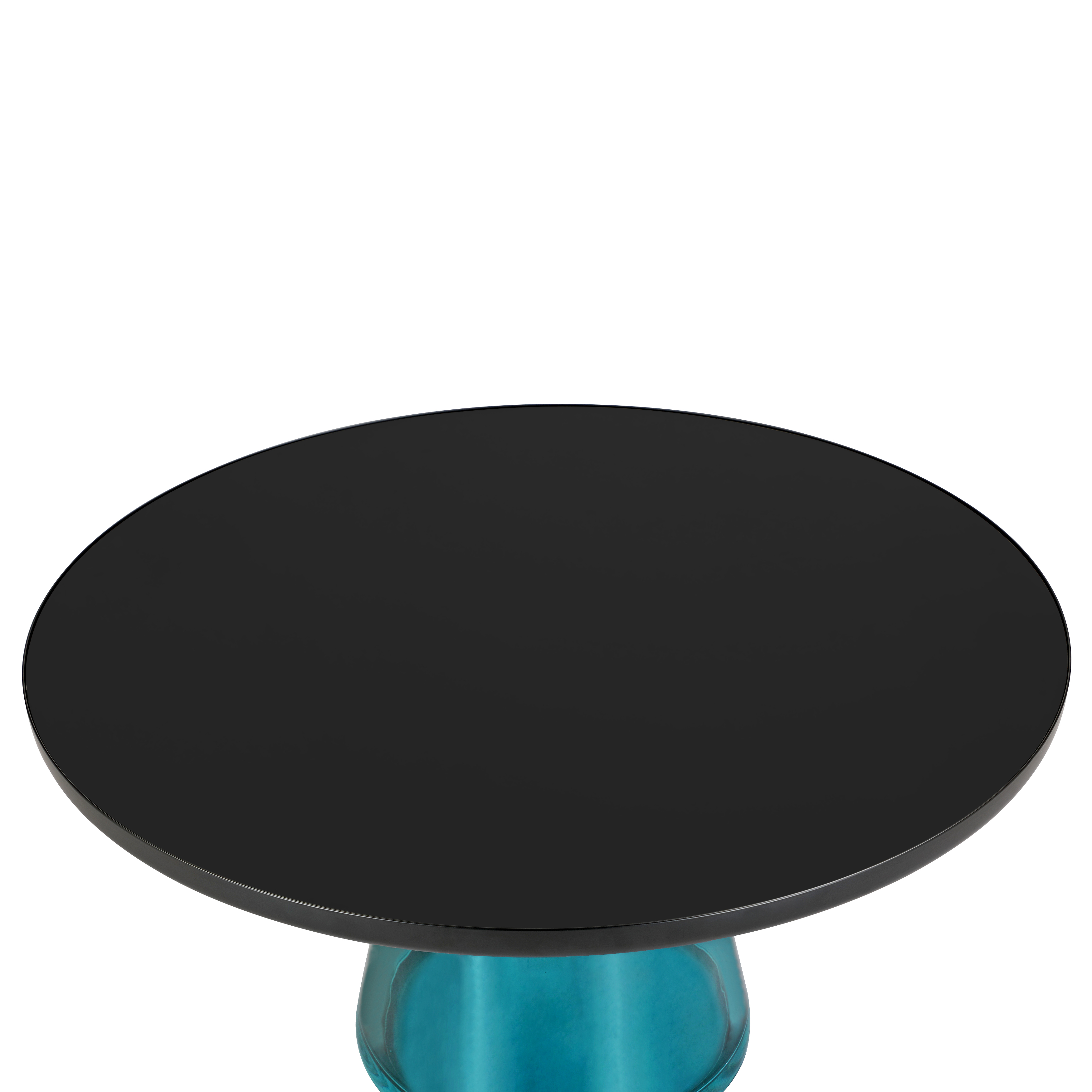 Tully Collection Glass Coffee Table Blue glass, Black Rim with Black Glass top