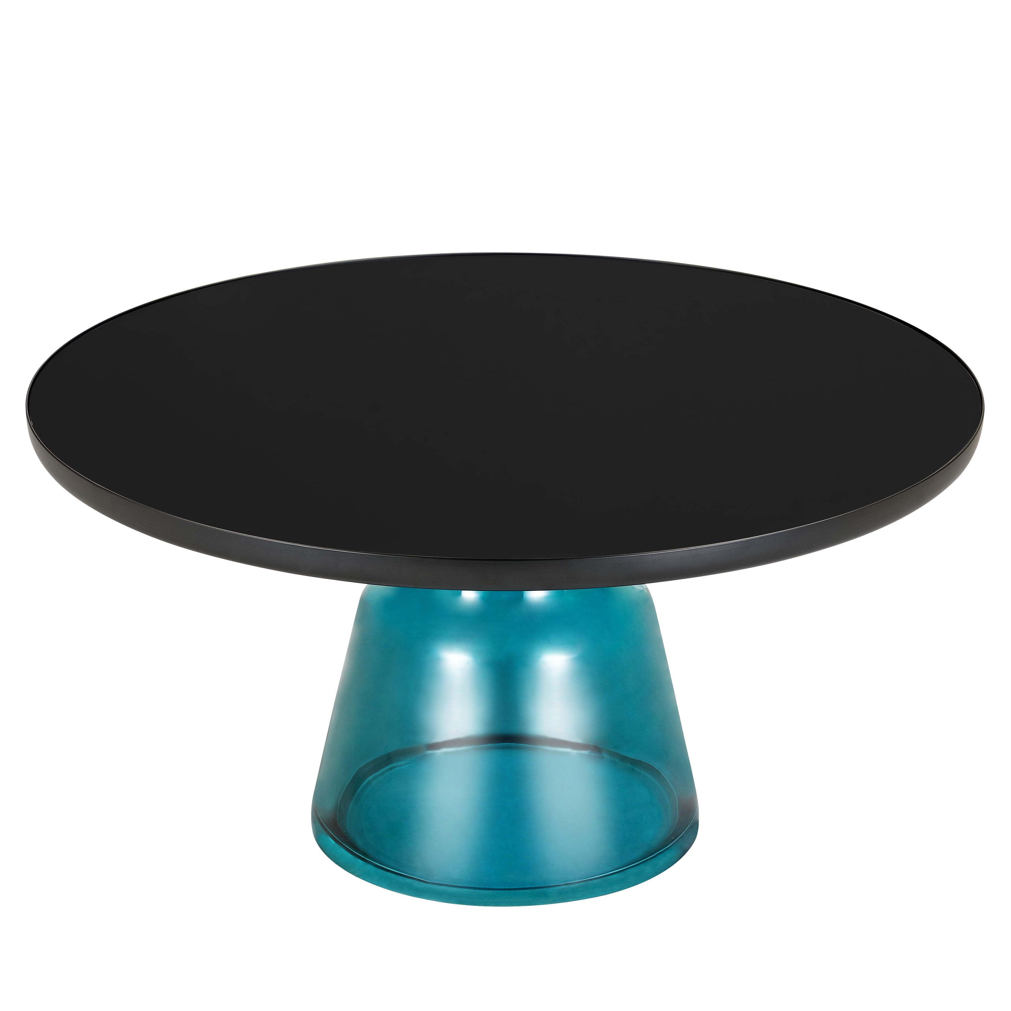 Tully Collection Glass Coffee Table Blue glass, Black Rim with Black Glass top