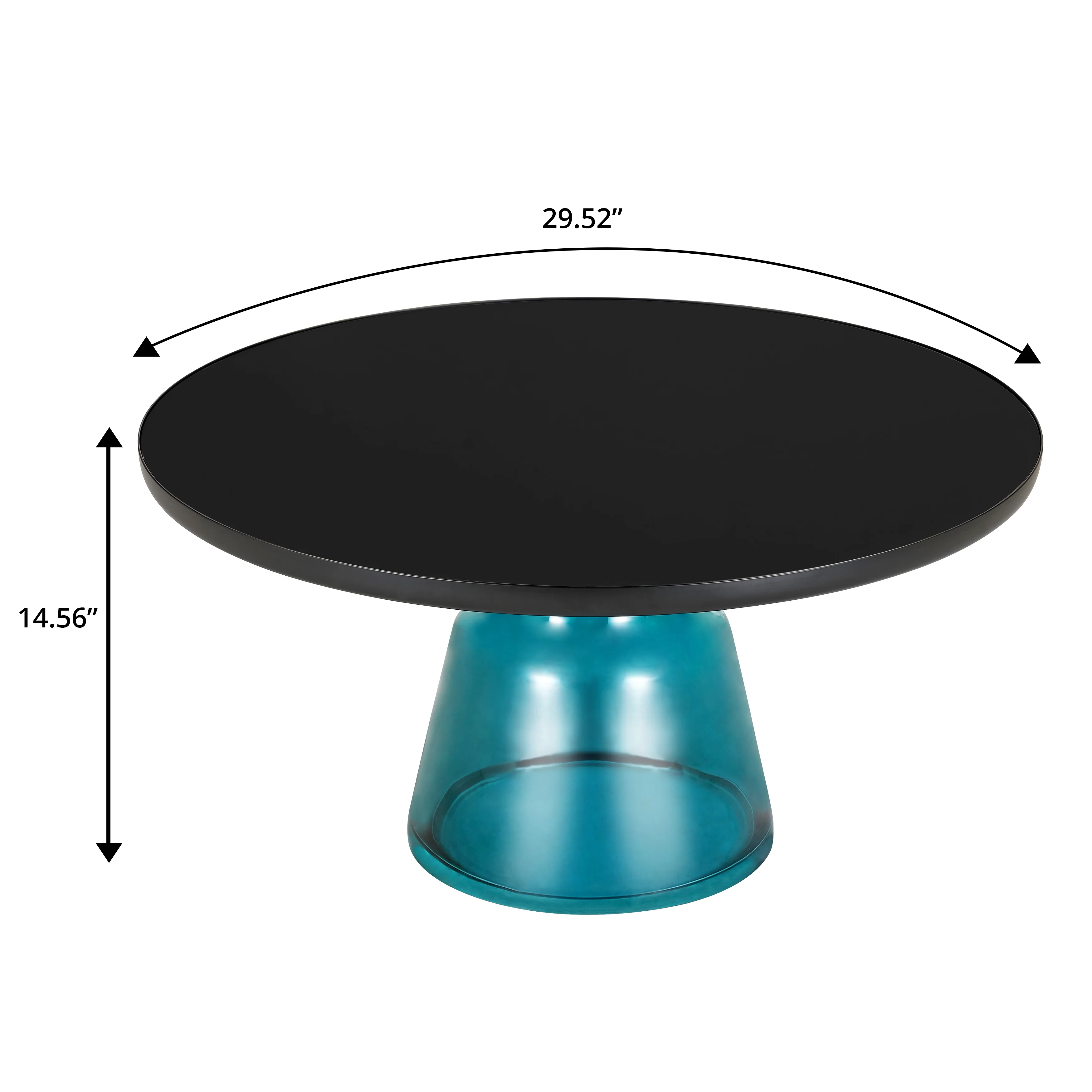 Tully Collection Glass Coffee Table Blue glass, Black Rim with Black Glass top