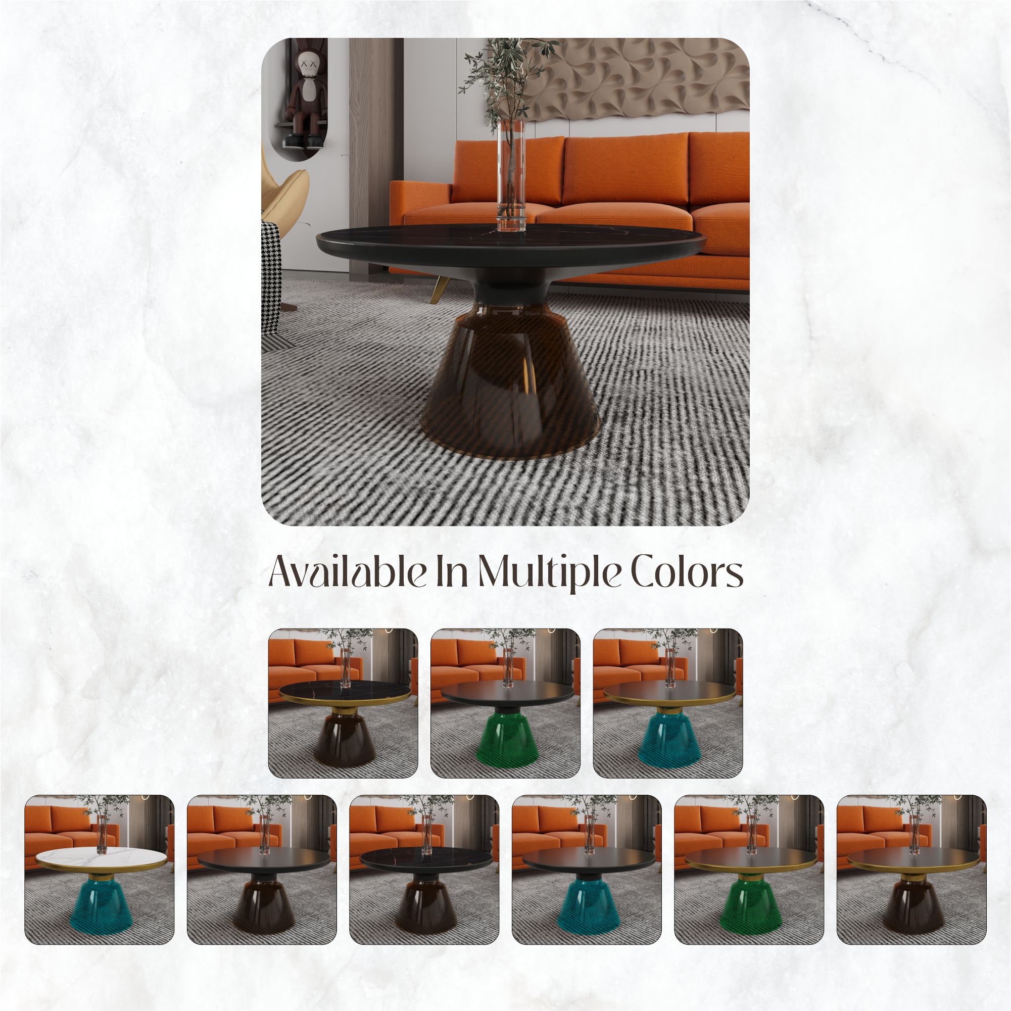 Tully Collection Glass Coffee Table Grey glass, Black Rim with Black Sintered Stone Top