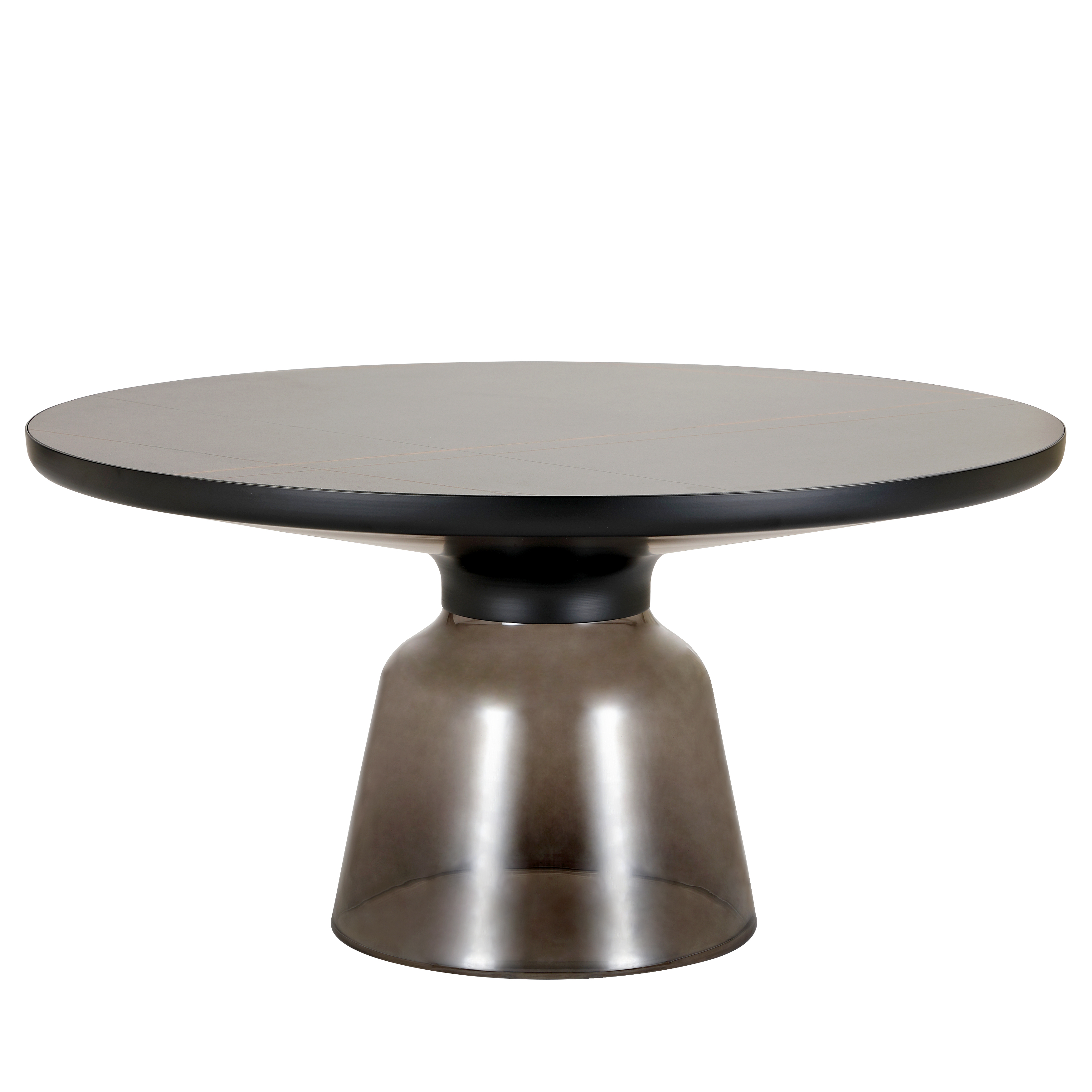 Tully Collection Glass Coffee Table Grey glass, Black Rim with Black Sintered Stone Top