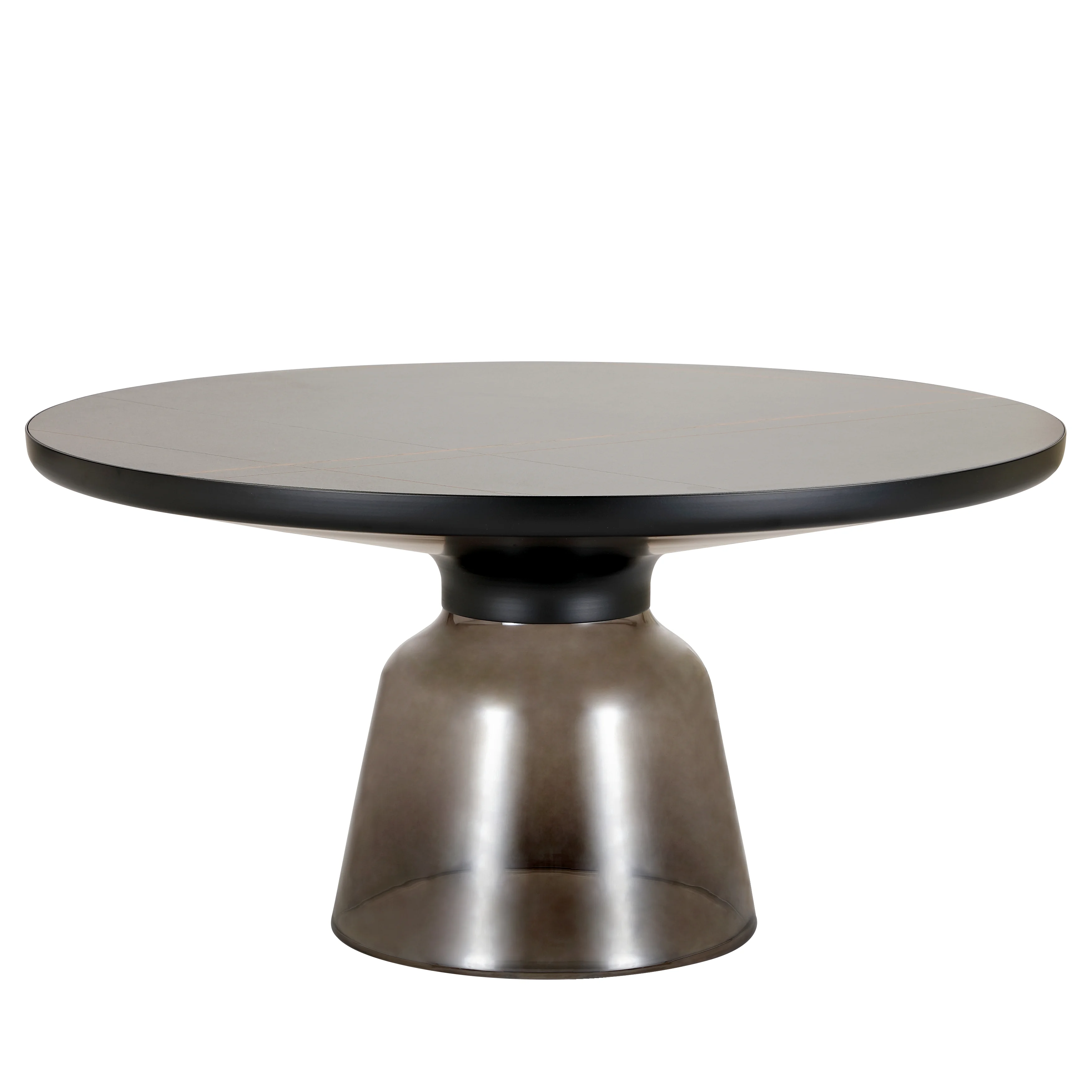 Tully Collection Glass Coffee Table Grey glass, Black Rim with Black Sintered Stone Top