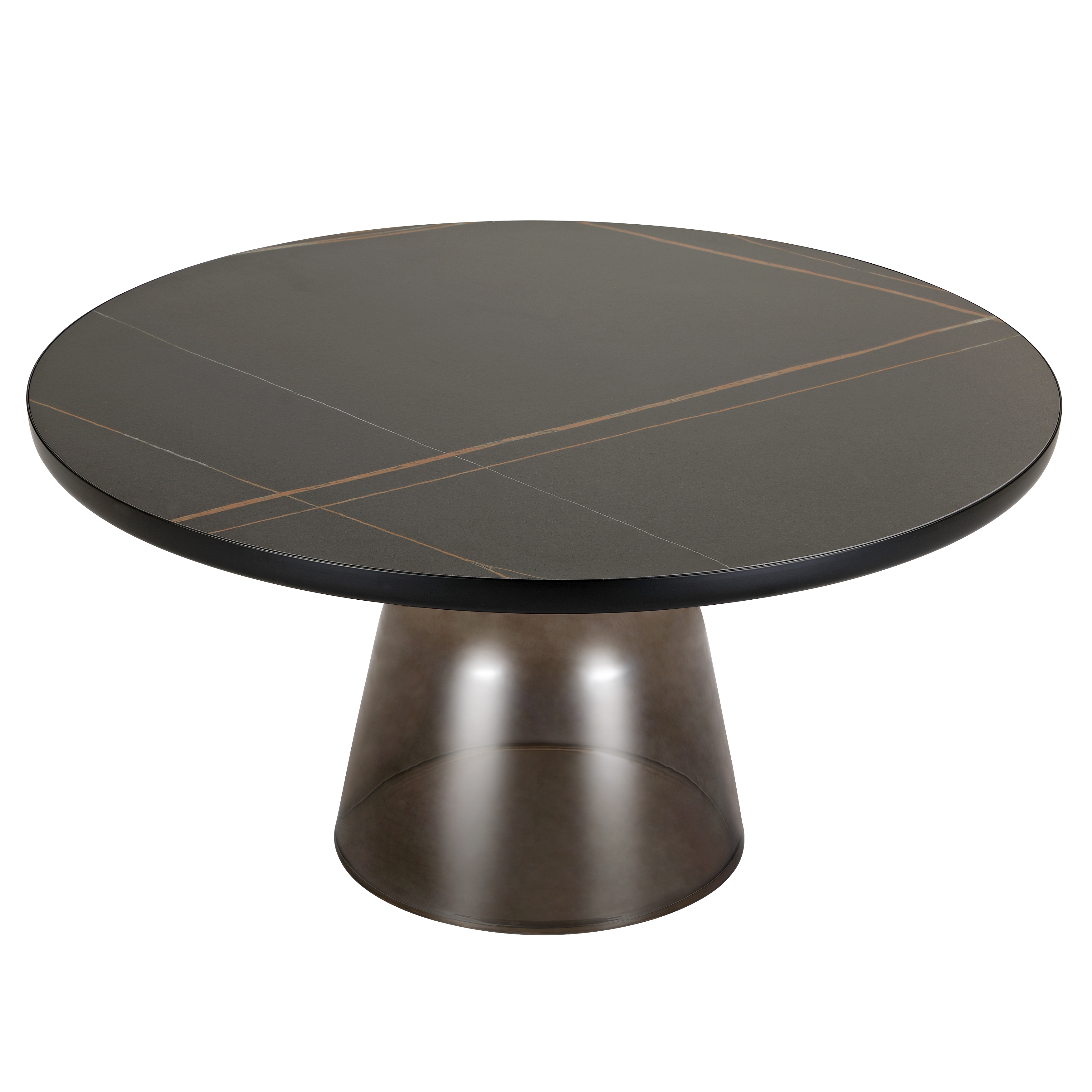 Tully Collection Glass Coffee Table Grey glass, Black Rim with Black Sintered Stone Top
