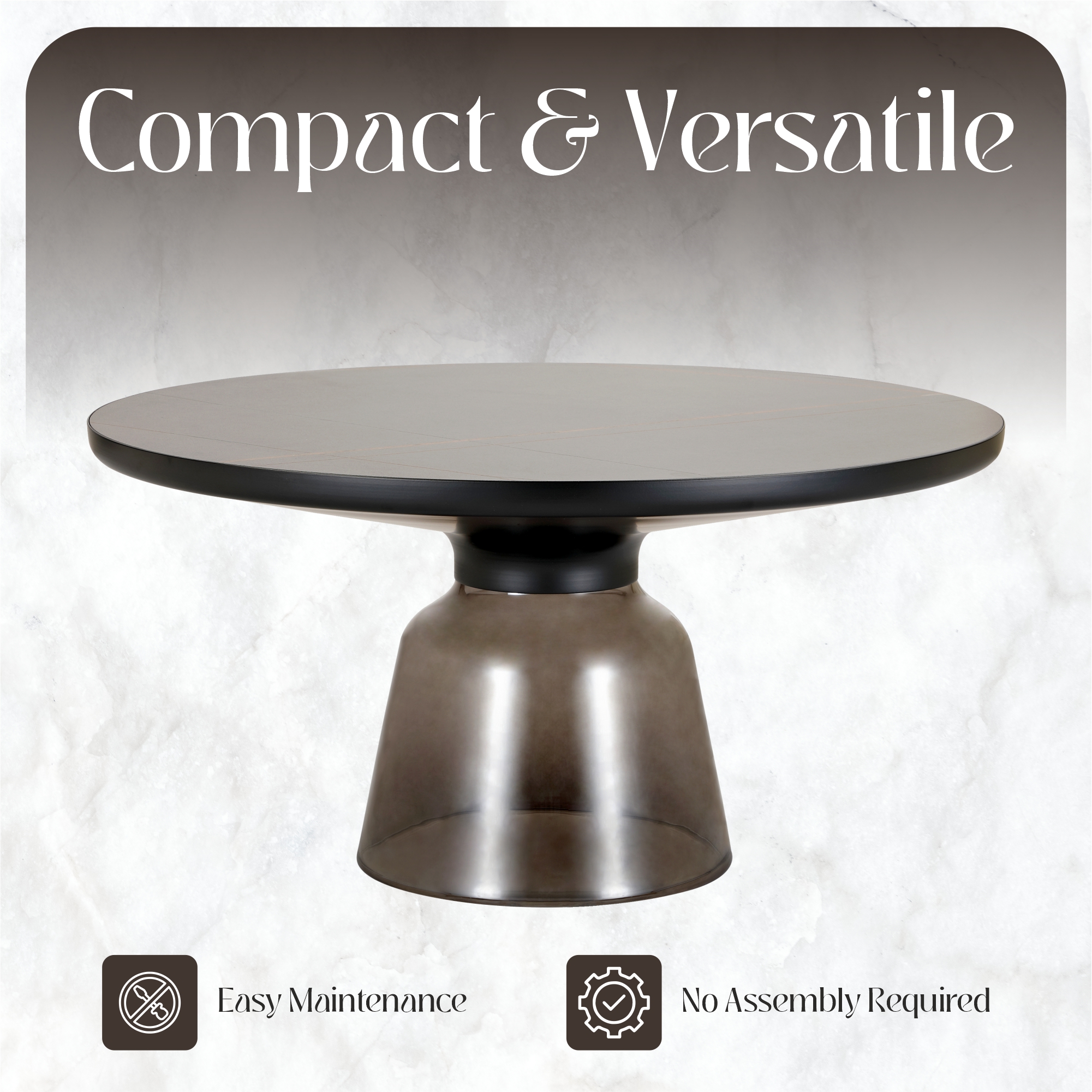 Tully Collection Glass Coffee Table Grey glass, Black Rim with Black Sintered Stone Top
