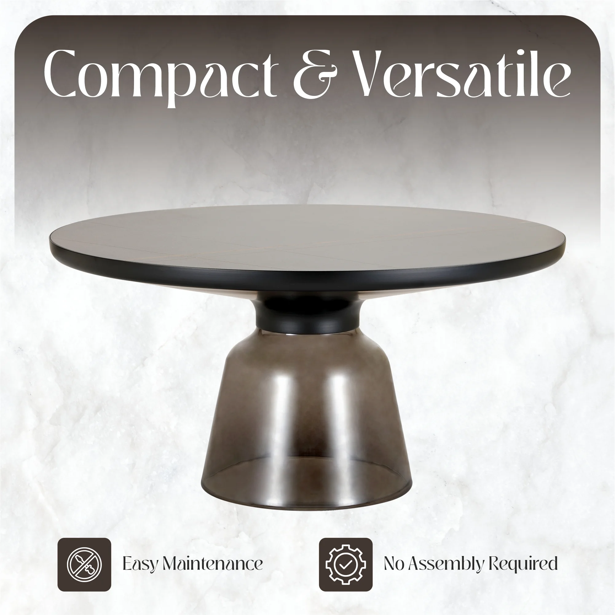 Tully Collection Glass Coffee Table Grey glass, Black Rim with Black Sintered Stone Top